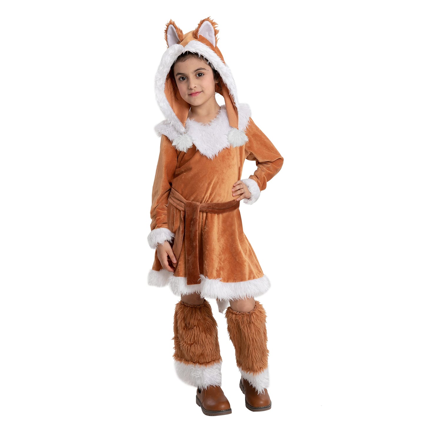 Spooktacular Creations Sweet Girls Fox Costume Set for Halloween Dress Up Party, Role-Playing, Carnival Cosplay, Jungle-Themed Party (Medium (8-10 yrs))