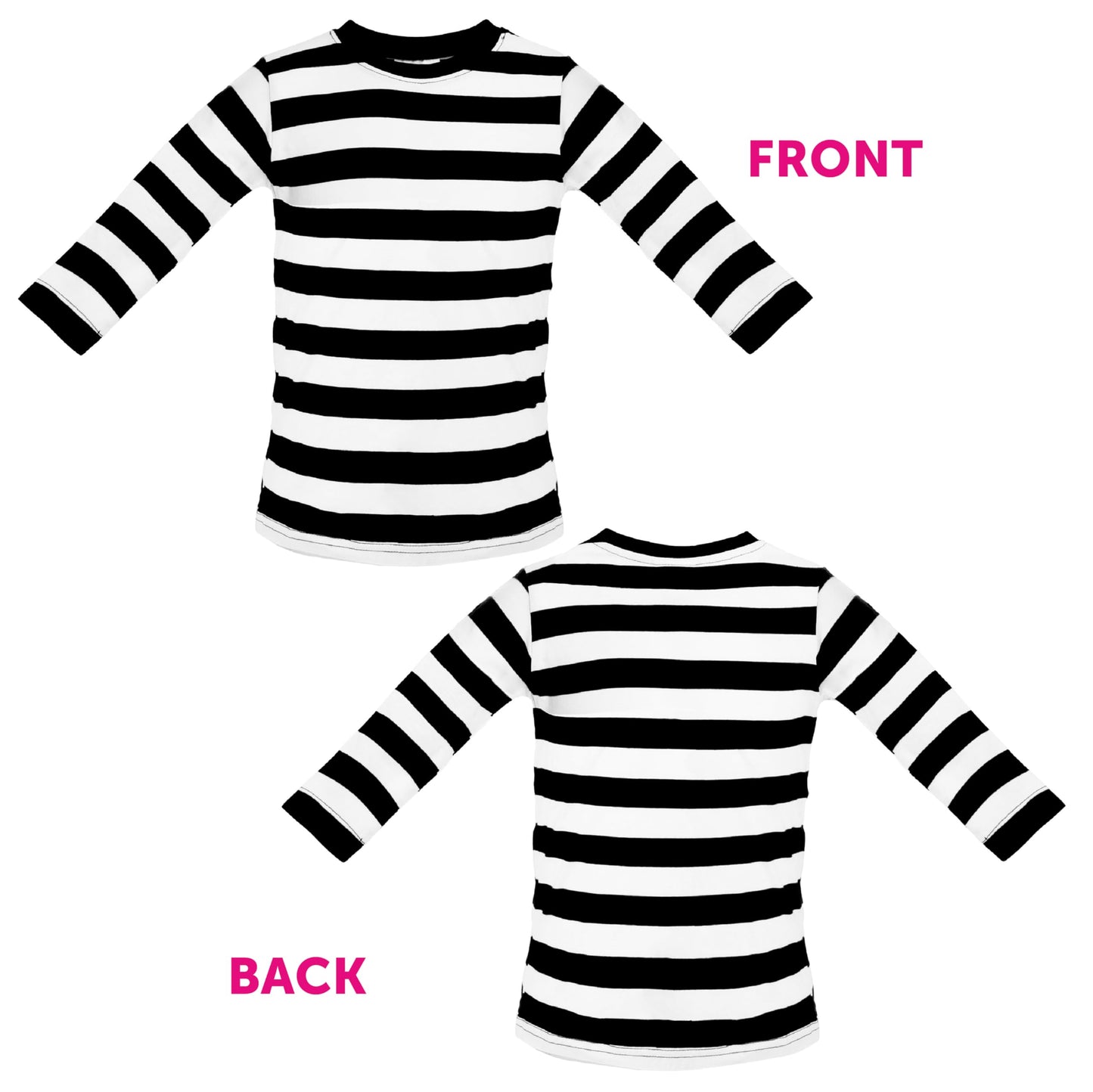 Adult Burglar Fancy Dress Costume - Small - Long-Sleeved Black & White Striped T-Shirt, Black Eye Mask, Flat Cap - Mens Ladies World Book Day Fancy Dress Costume