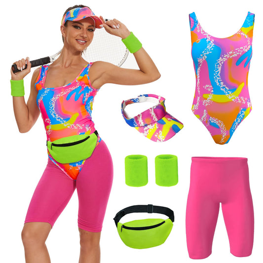 80s workout costume for women bright aerobics outfit