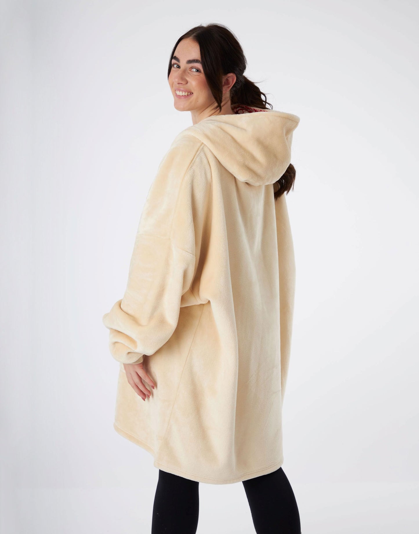 Adults Wearable Blanket Hoodie - Men & Womens Oversized Cream (image 2)