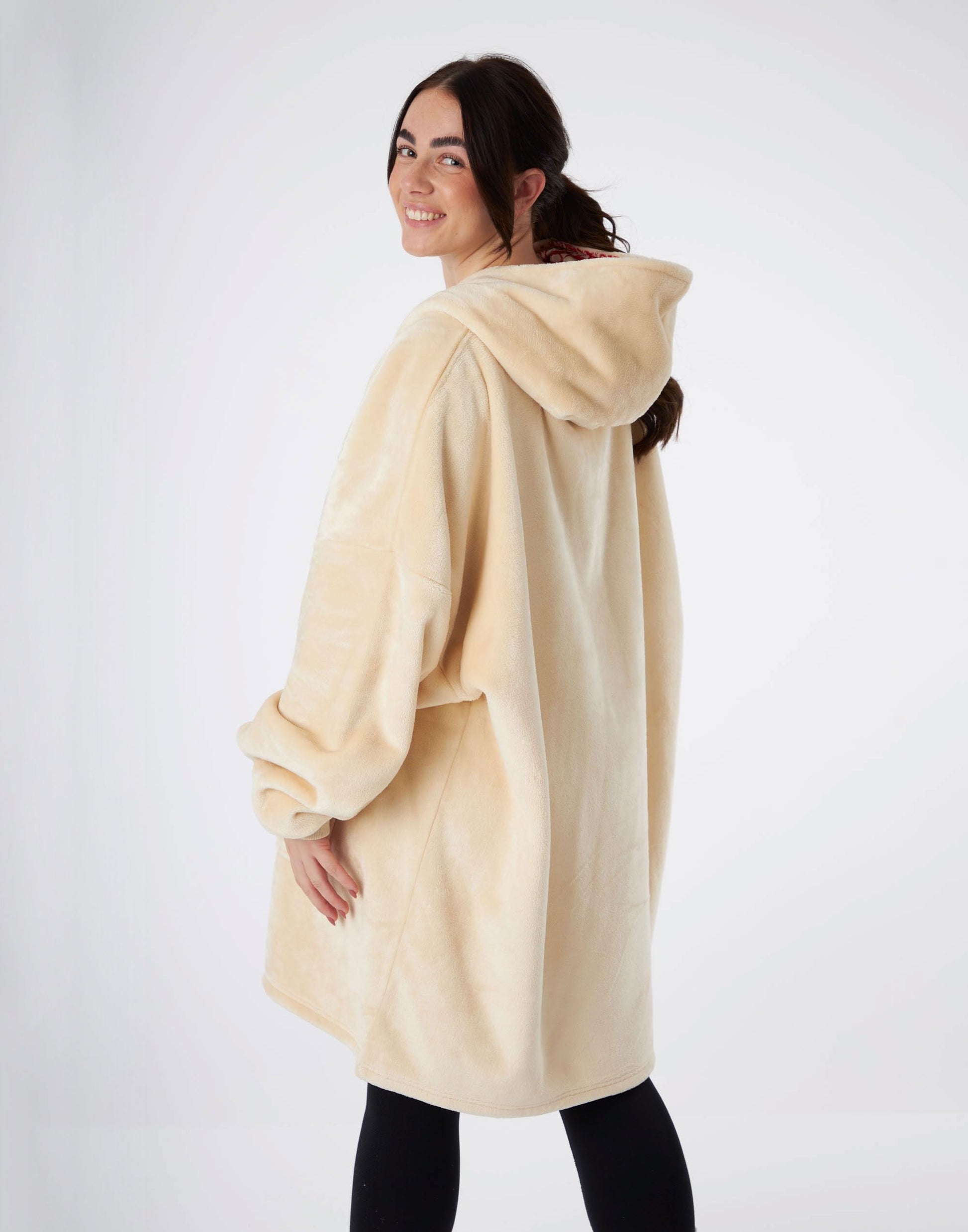 Adults Wearable Blanket Hoodie - Men & Womens Oversized Cream (image 2)