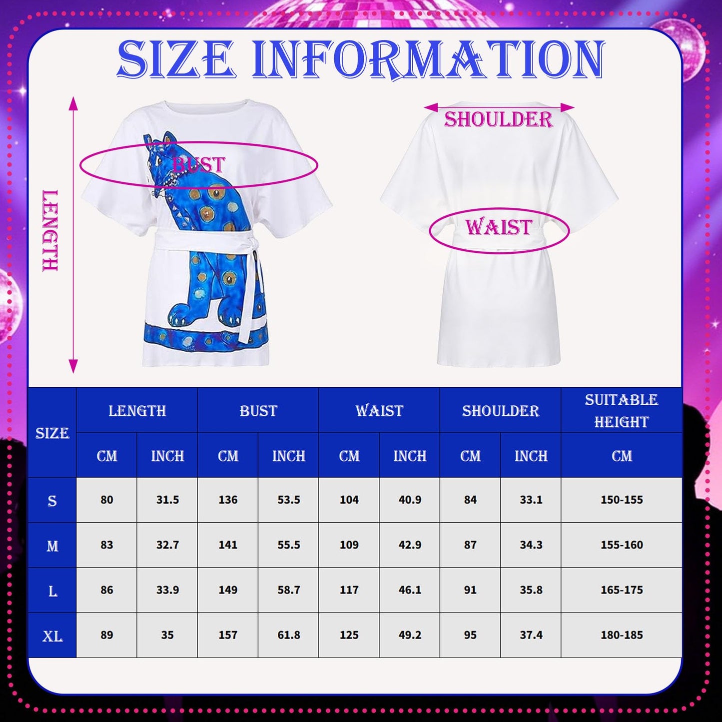 ABBA Costume for Women ABBA Outfits with 70s Vintage Dress Glasses (image 3)
