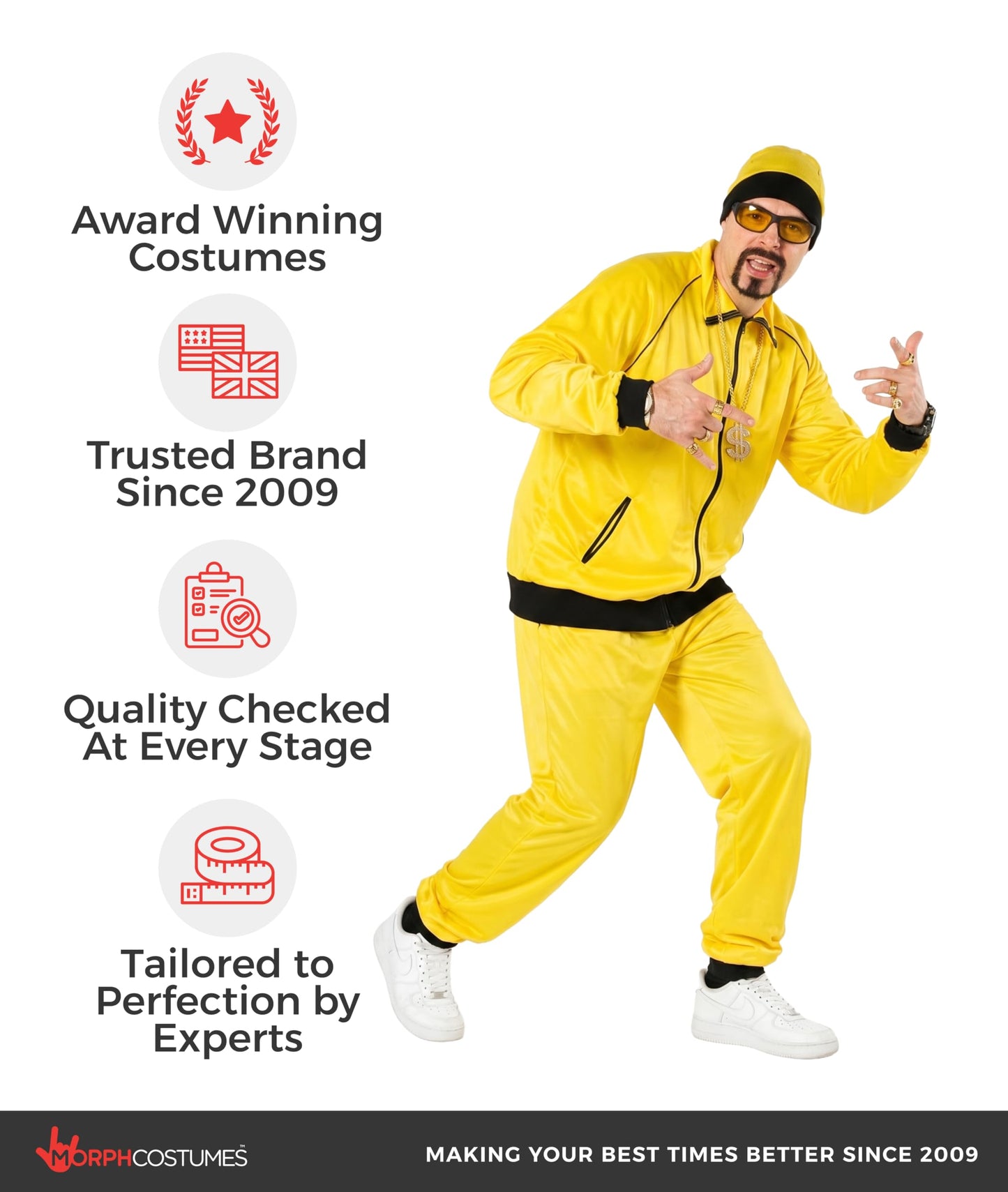 Mens Track Suit Costume Yellow Hip Hop Outfit for Men 2000s Rapper (image 6)