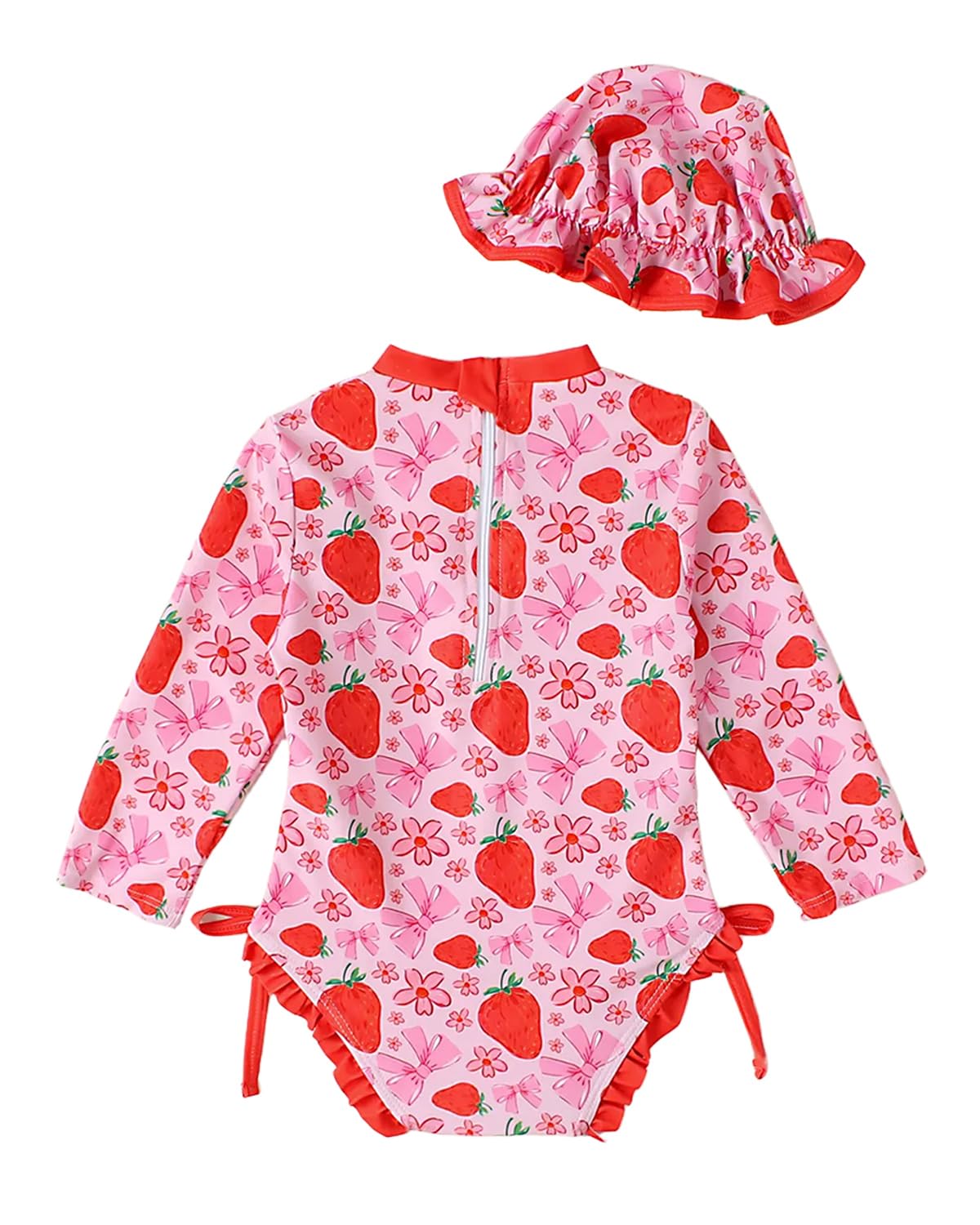 WYTbaby Toddler Baby Girl Swimming Costume Long Sleeve One Piece Baby Swimsuit Ruffle Sun Protection Bathing Suits Summer Beachwear 18-24 Months,Pink