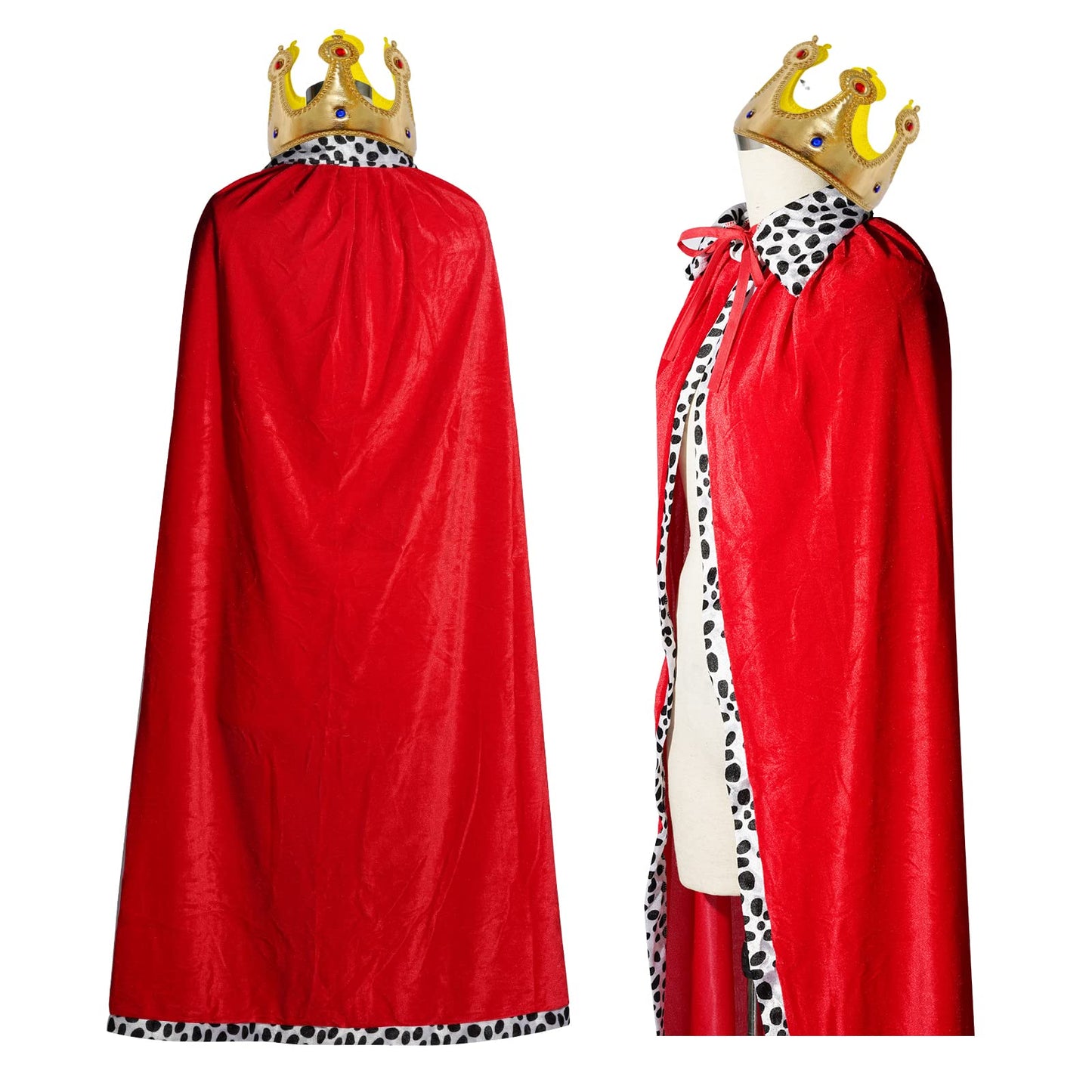 King's Robe Queen Coat Velvet Coat Costume + Crown King Queen