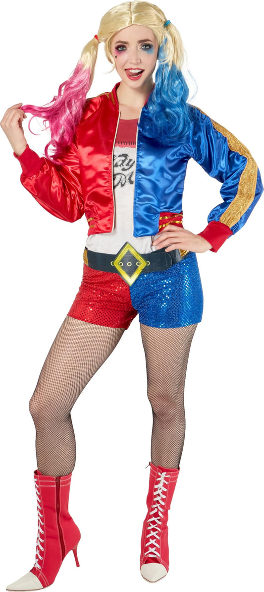 Rubie's Official Harley Quinn Ladies Fancy Dress Halloween Suicide Squad Womens Villain Costume, M, Multi