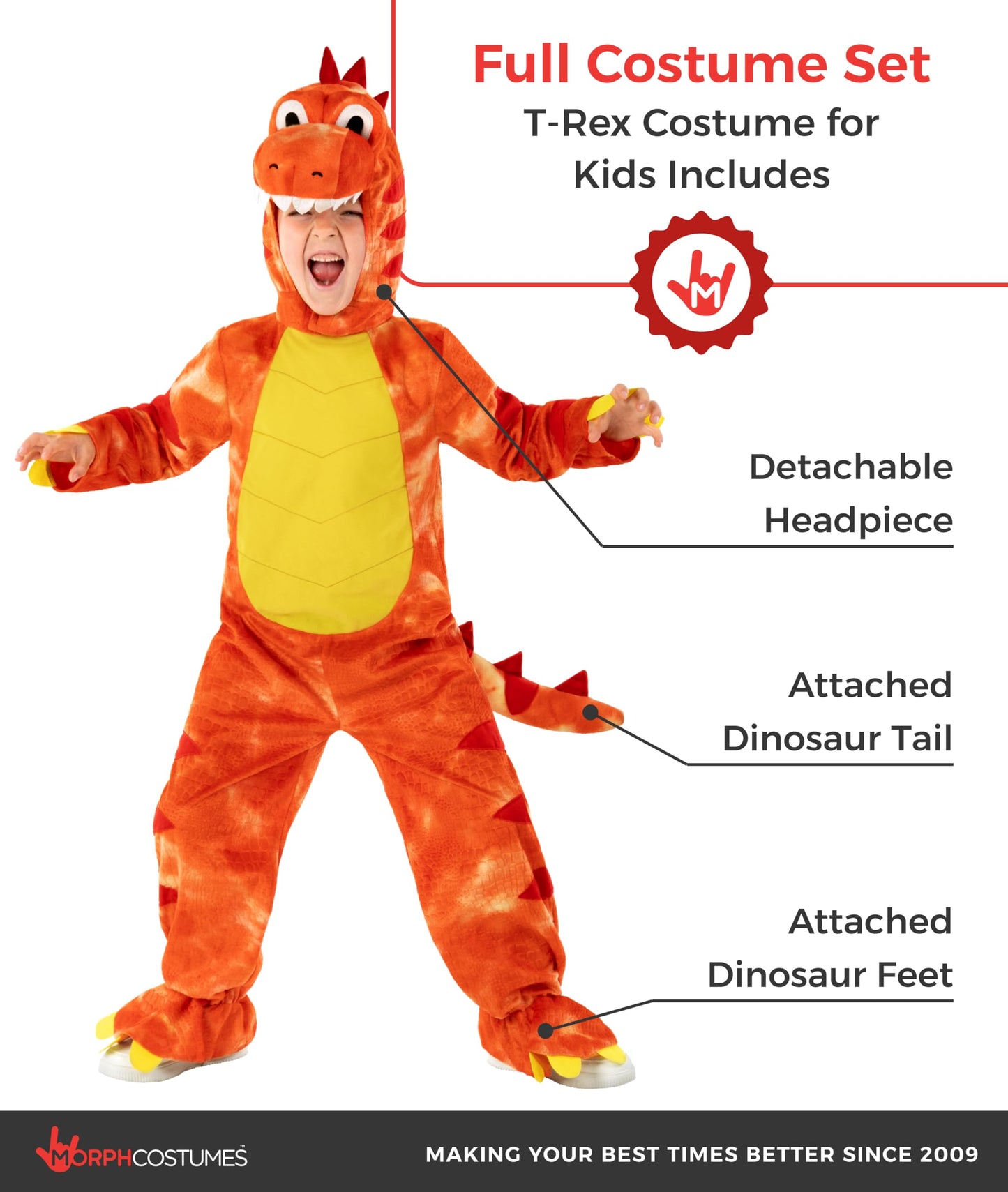 Morph Kids Dinosaur Costume, Orange Dinosaur Costumes Kids, Dragon Costumes Boys, World Book Day Costumes for Boys 4-6 Years
