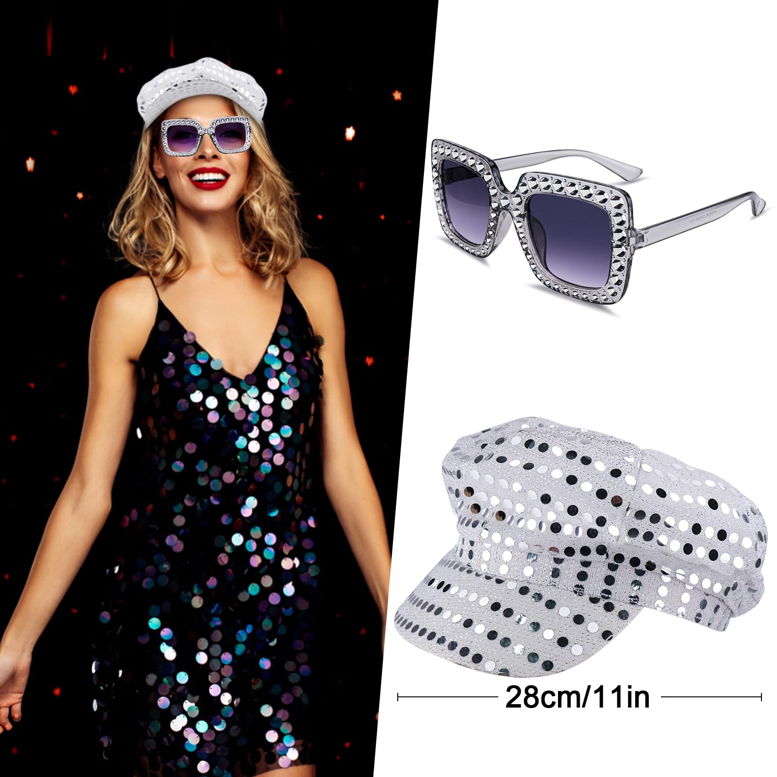 70s Disco Hat Sequin Silver Hat for ABBA Accessories Women (image 5)