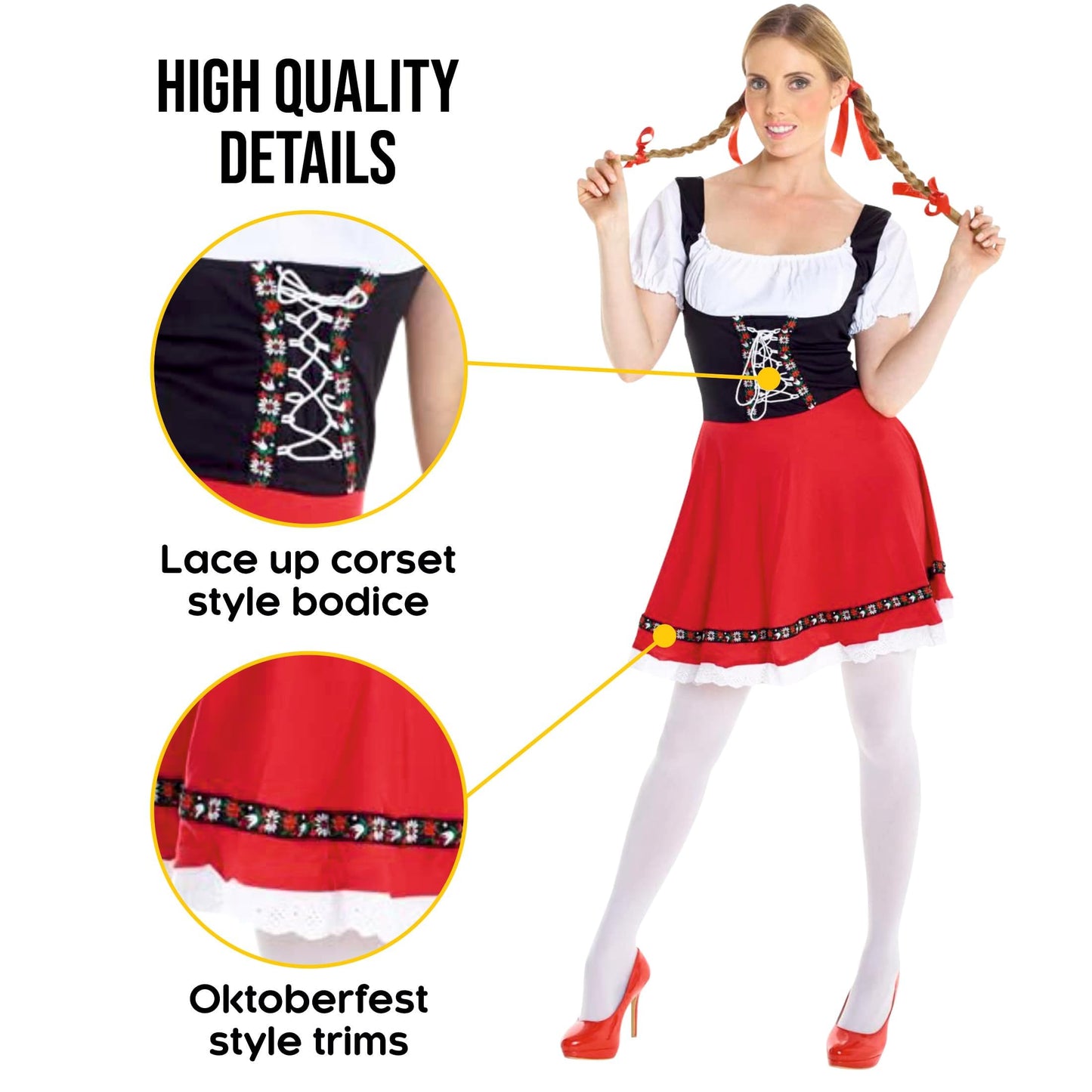 Morph Oktoberfest Costume Women Dirndl Dress Bavarian Beer Maid Outfit Traditional German Dress for Festivals, Medium