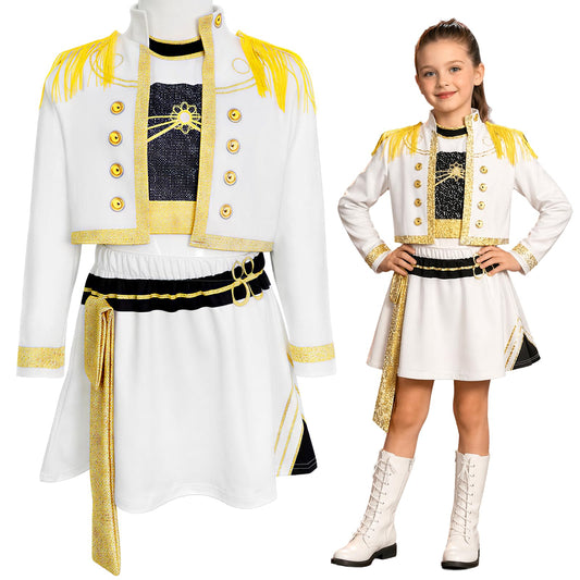 Kids Pop Star Costume for Girls - White Fringe Outfit 3-Piece Set