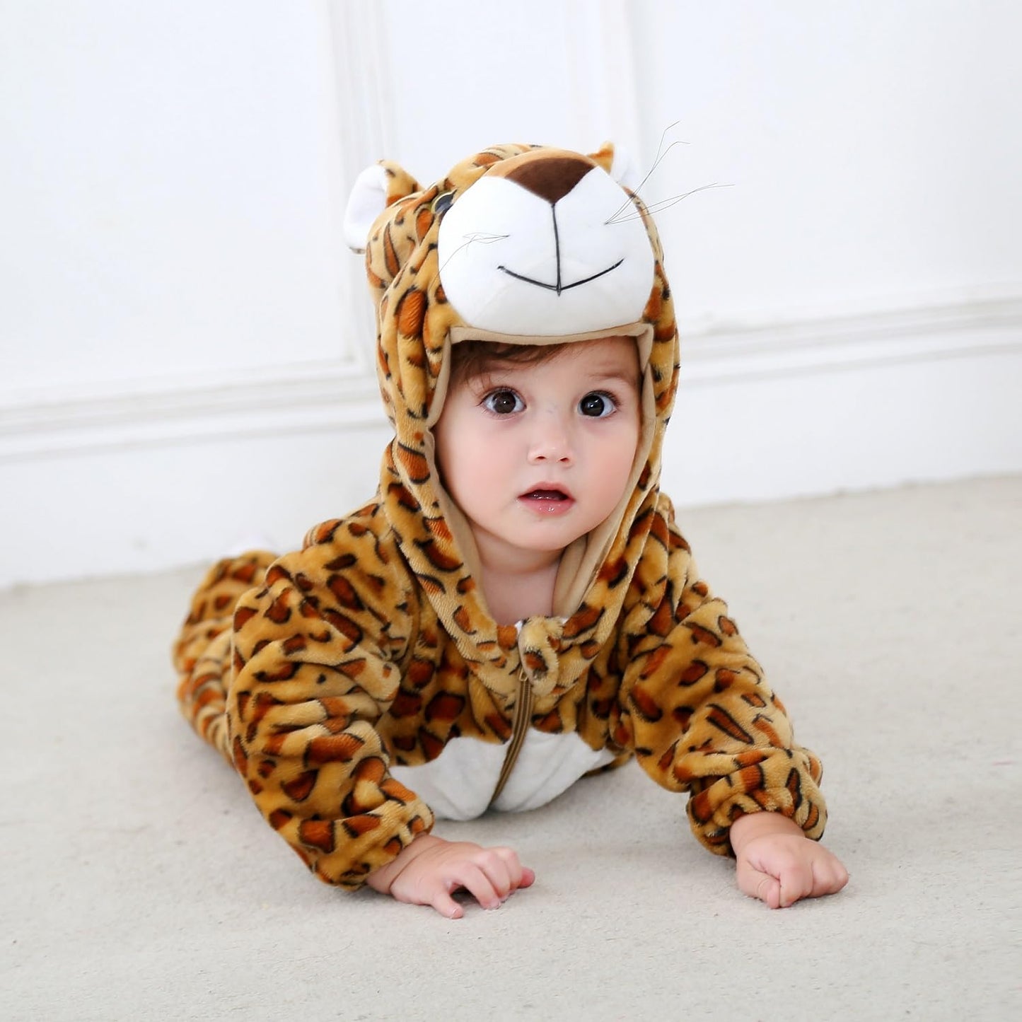 Hilmocho Baby Hooded Romper Unisex Animal Cartoon Onesies Jumpsuit Costume Soft Warm Flannel Playsuit Outfit for Boys Girls