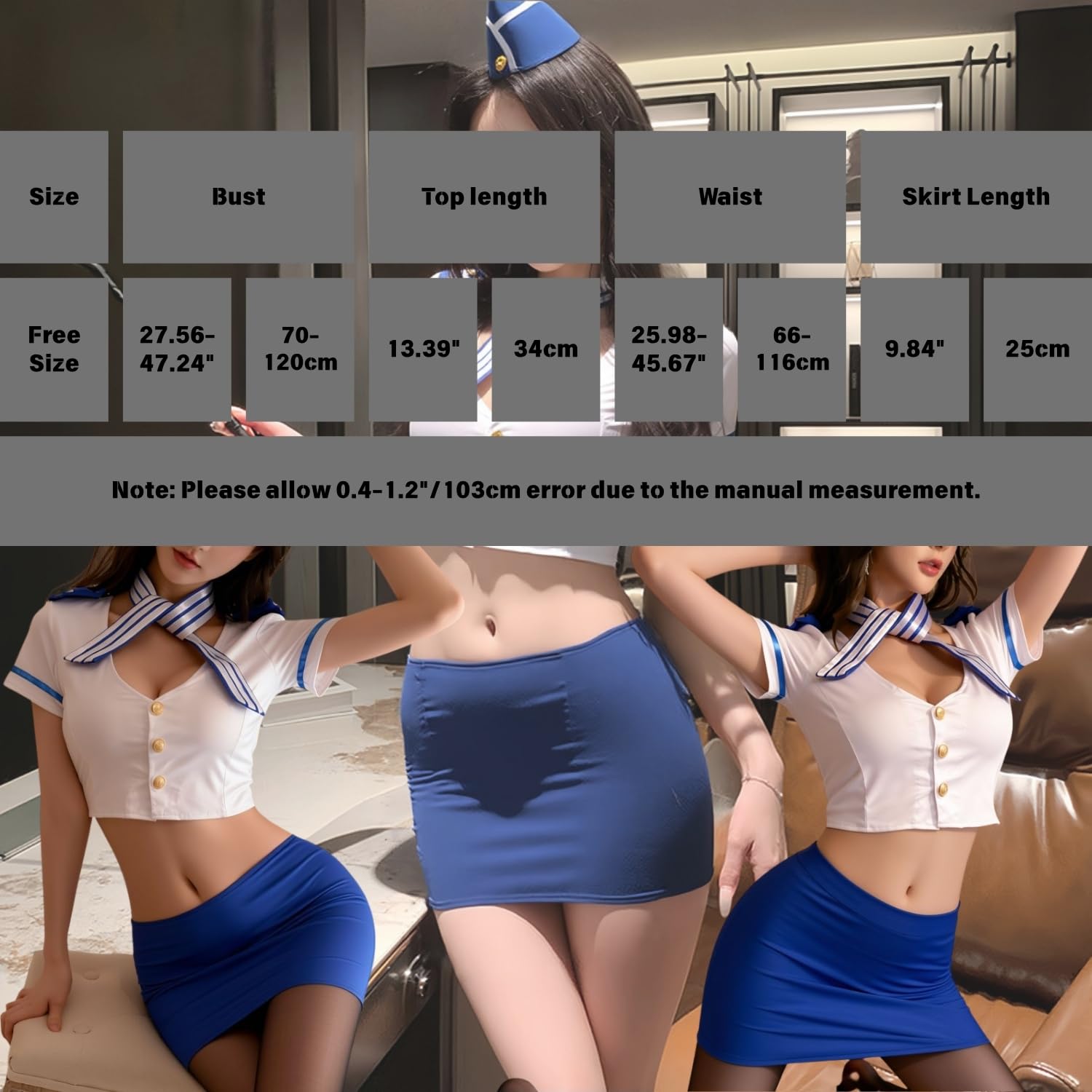 Sexy Stewardess Uniform for Women Lingerie Cosplay Flight Attendant (image 7)