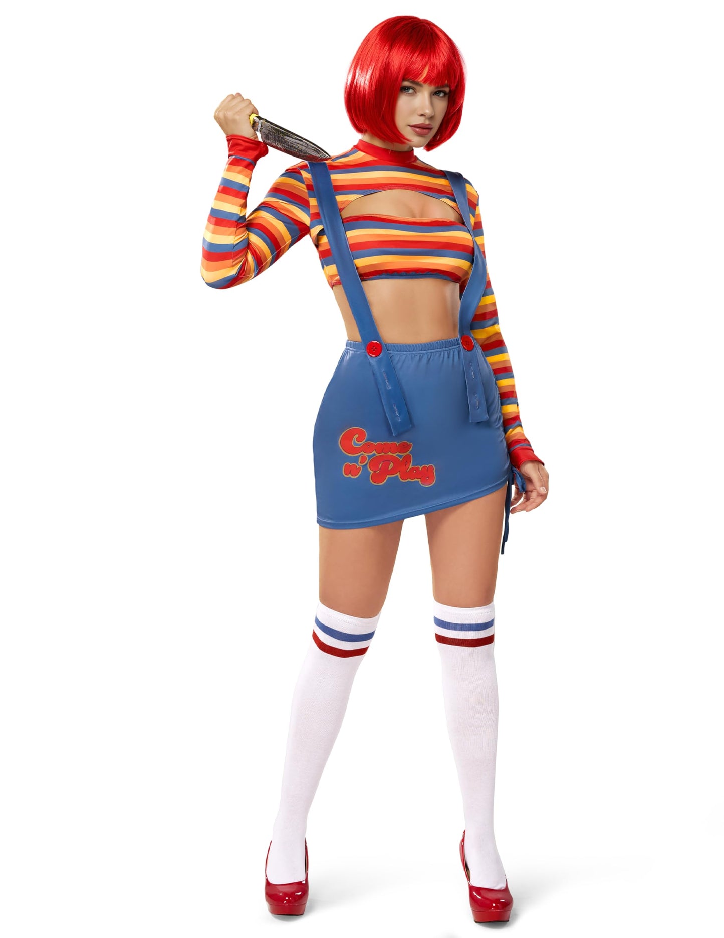 Spooktacular Creations Halloween Women Killer Doll Costume, Adult Scary Nightmare Killer Doll Dress, Halloween Costume Women for Scary Themed Cosplay (Medium)