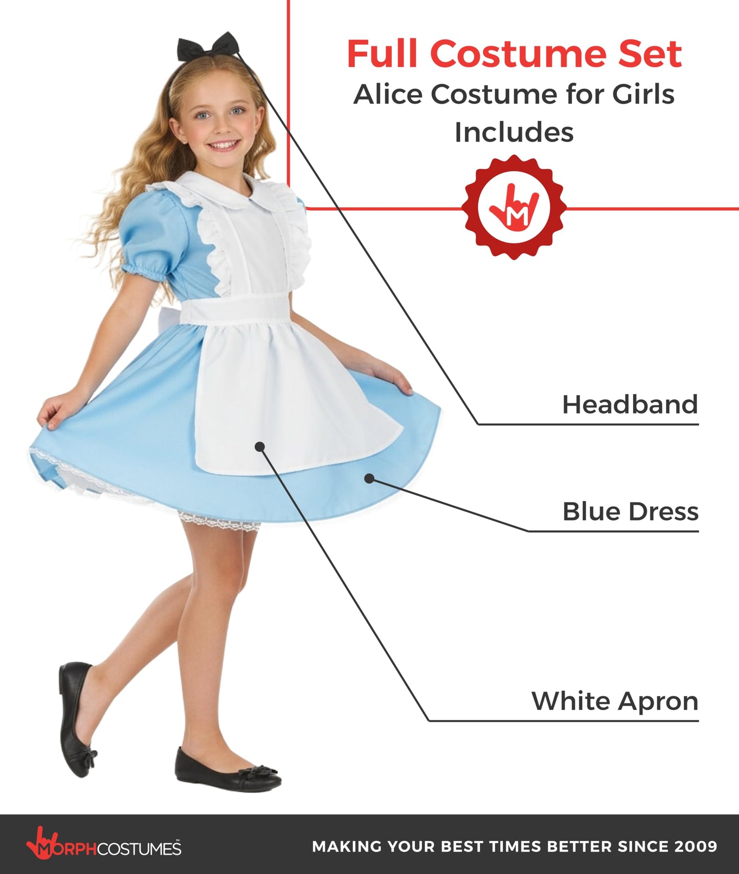 Fun Shack Alice in Wonderland Costume for Girls, Alice in Wonderland Costume Kids, World Book Day Costumes for Girls, Medium