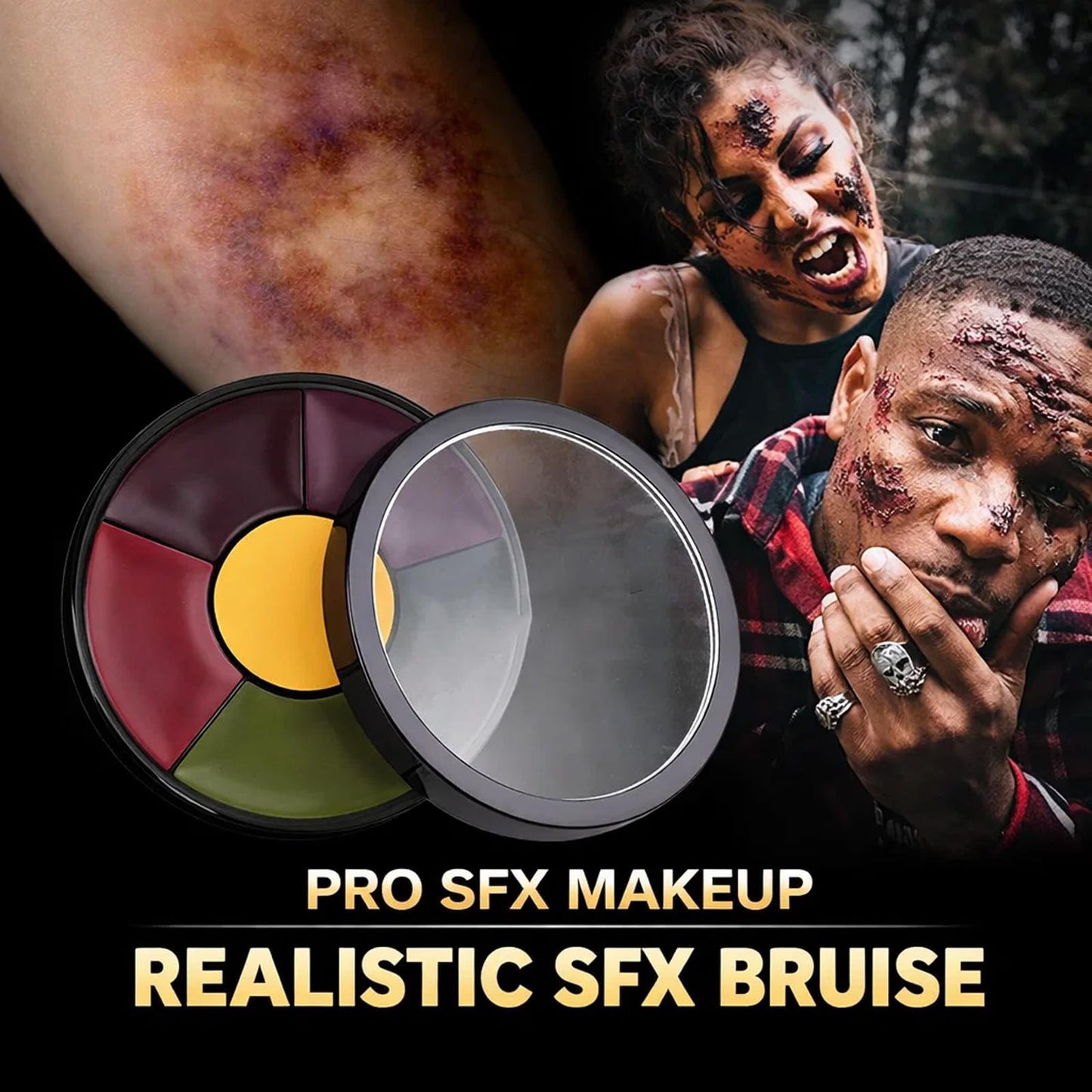 6 Color Bruise Wheel SFX Makeup Kit - Oil-Based Zombie Makeup Palette for Halloween & Special Effects Face and Body Paint Professional Theatrical FX for Cosplay Use