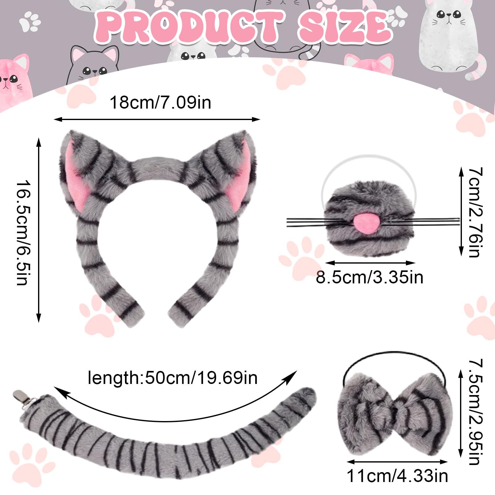 Cat Costume Accessories Set - Funny Animal Cosplay Set Includes (image 2)