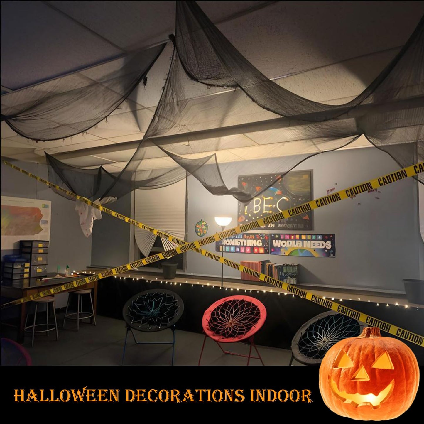 AUXHCYL Halloween Creepy Cloth Decorations, 120 x 600cm Black Spooky Scary Gauze Decor Halloween Decorations for Party Indoor Outdoor