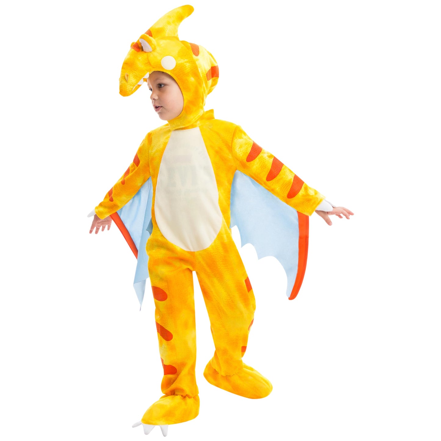 Spooktacular Creations Yellow Prehistoric Pterodactyl Dinosaur Costume Kid and Toddler Deluxe Set for Halloween Dress Up Party and Dinosaur Themed Party (3T)