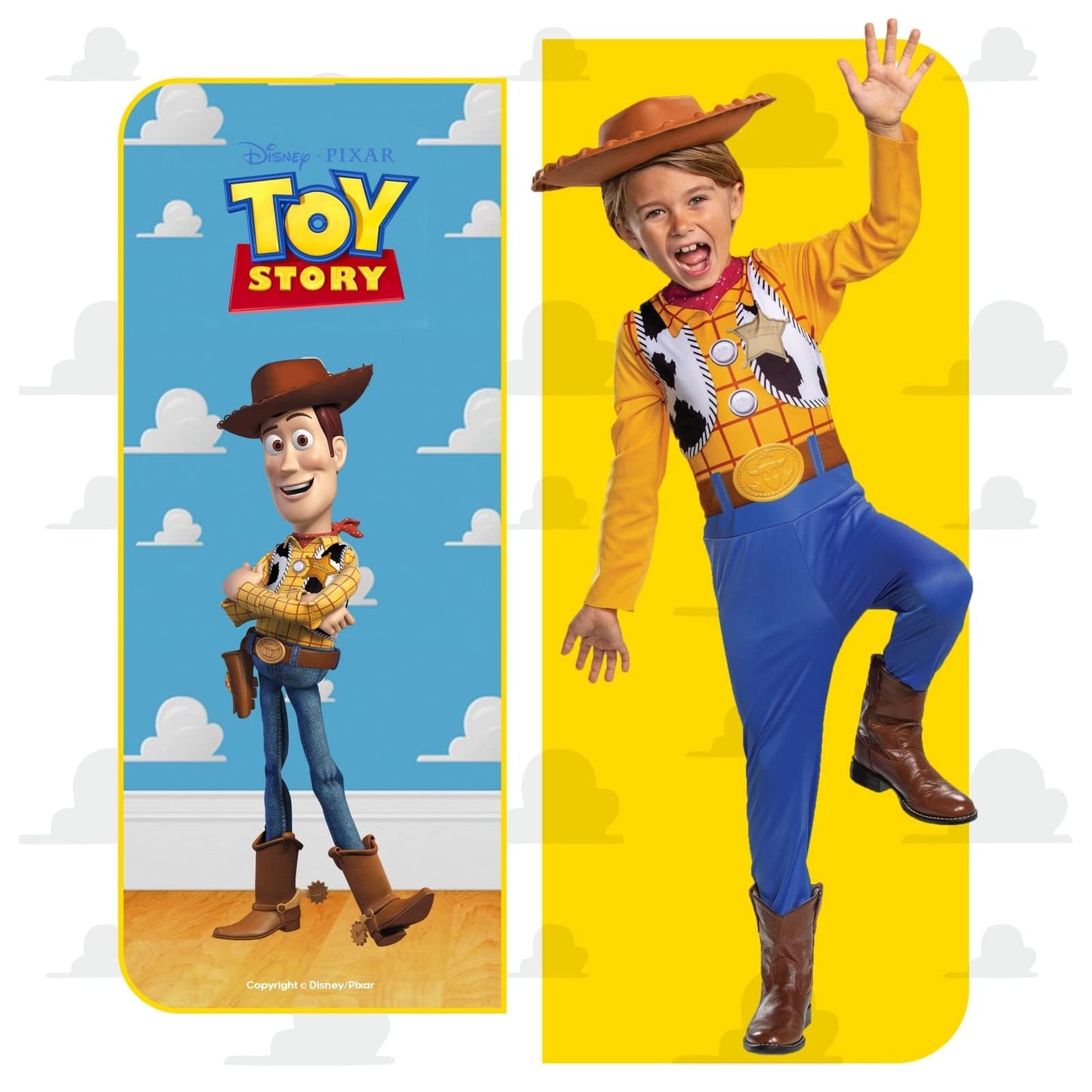 Disney Official Classic Woody Costume for Kids includes Woody Hat, Kids Cowboy Costume, Woody Fancy Dress Up Outfit, Toy Story Costume, World Book Day Costumes for Boys XS