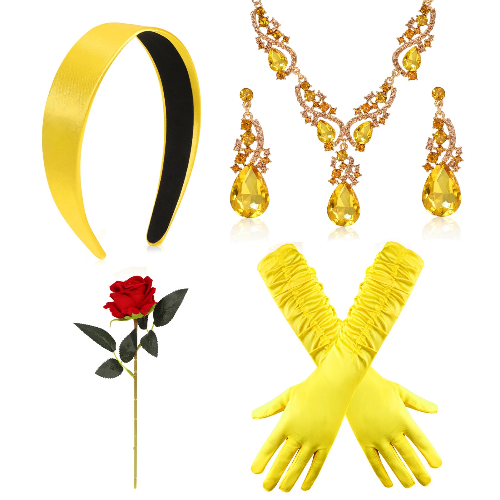 Princess Costumes for Women - Princess Tiara Headband Yellow Gloves