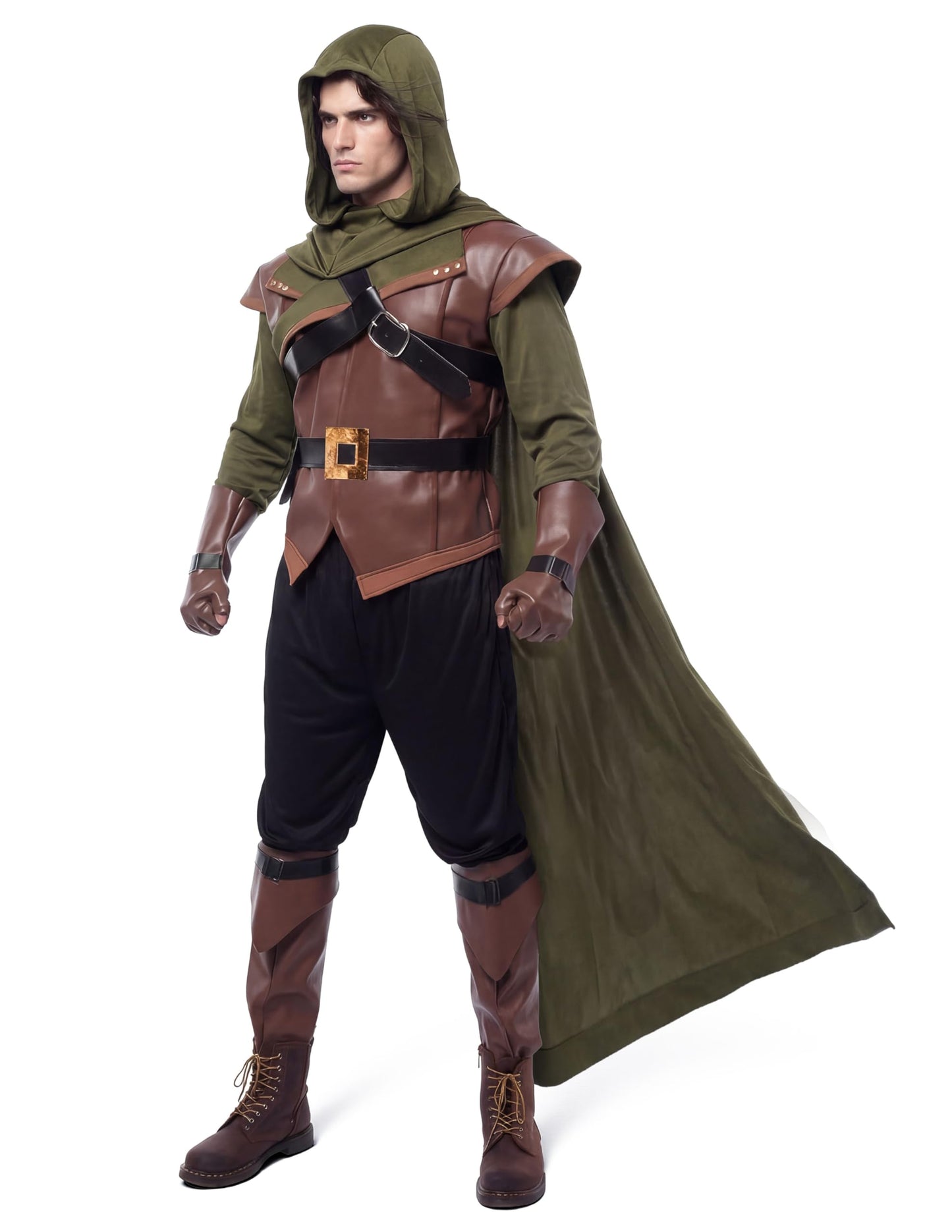Renaissance Robin Hood Deluxe Men Costume Set Made of Leather