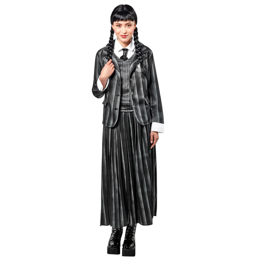 Rubies 1000159S000 Wednesday Costume Nevermore Academy Uniform Womens Addams Adult Fancy Dress, Black, UK 10-12 Halloween