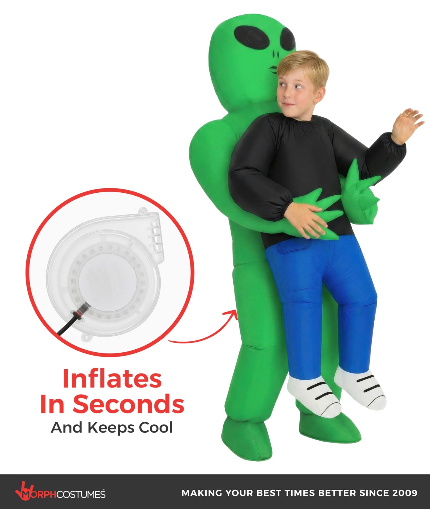 Morph Alien Costume Kids, Inflatable Alien Carrying Kid Costumes, Inflatable Costume for Kids, Halloween Costumes for Boys