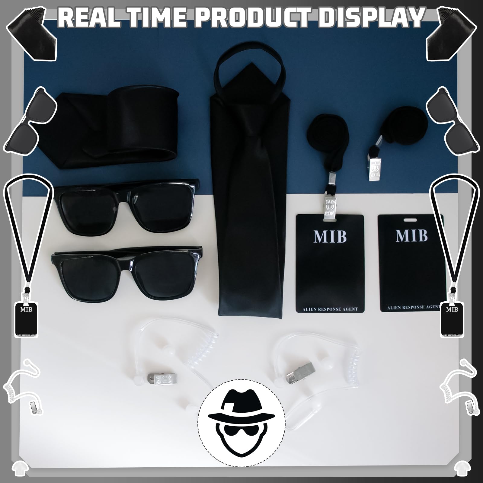 Agent Costume Accessories Set - Secret Agent Dress Up Kit with Id (image 6)