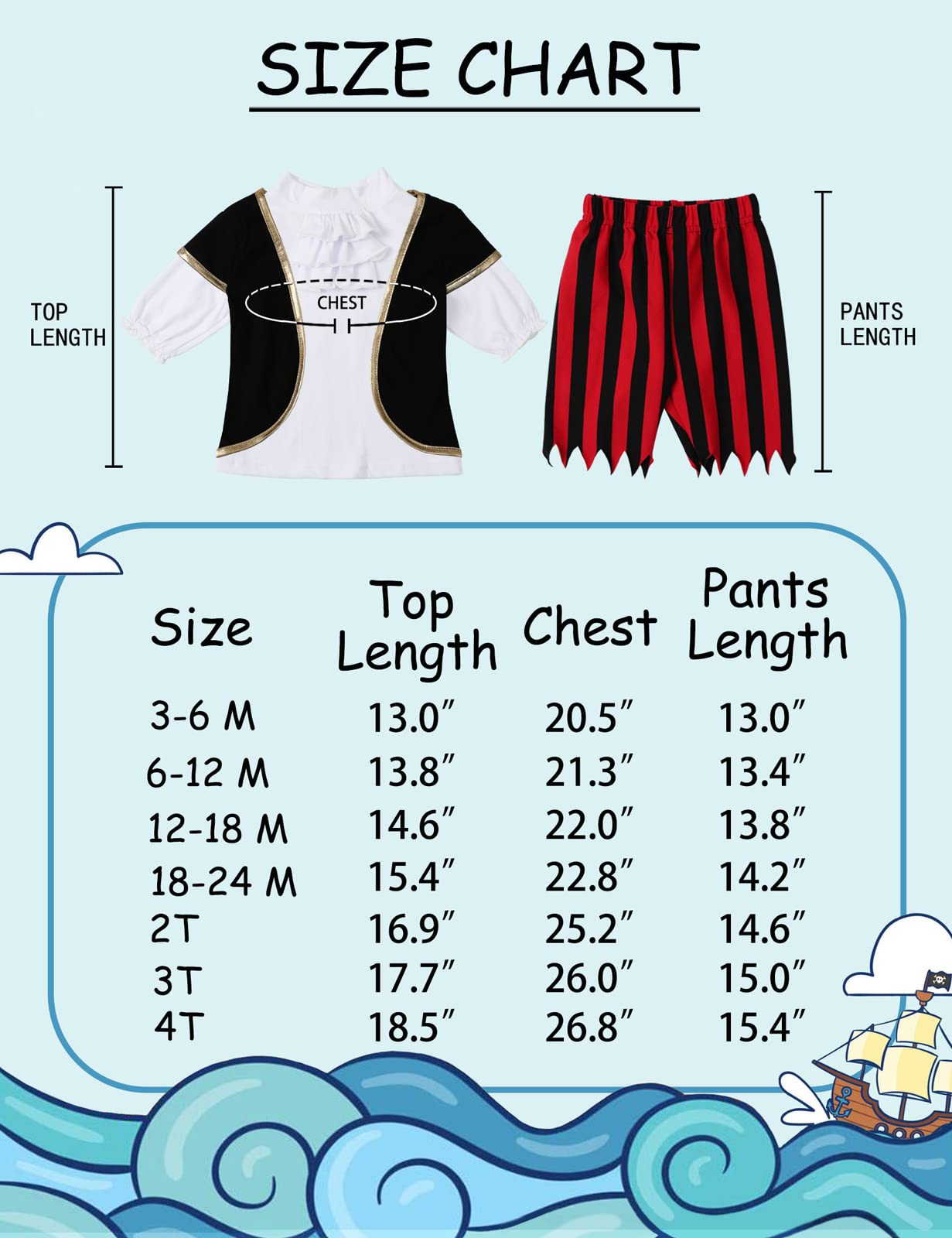 MOMBEBE COSLAND Baby Boys Pirate Outfit Carnival Fancy Dress Costume Clothes Set White 6-12 Months