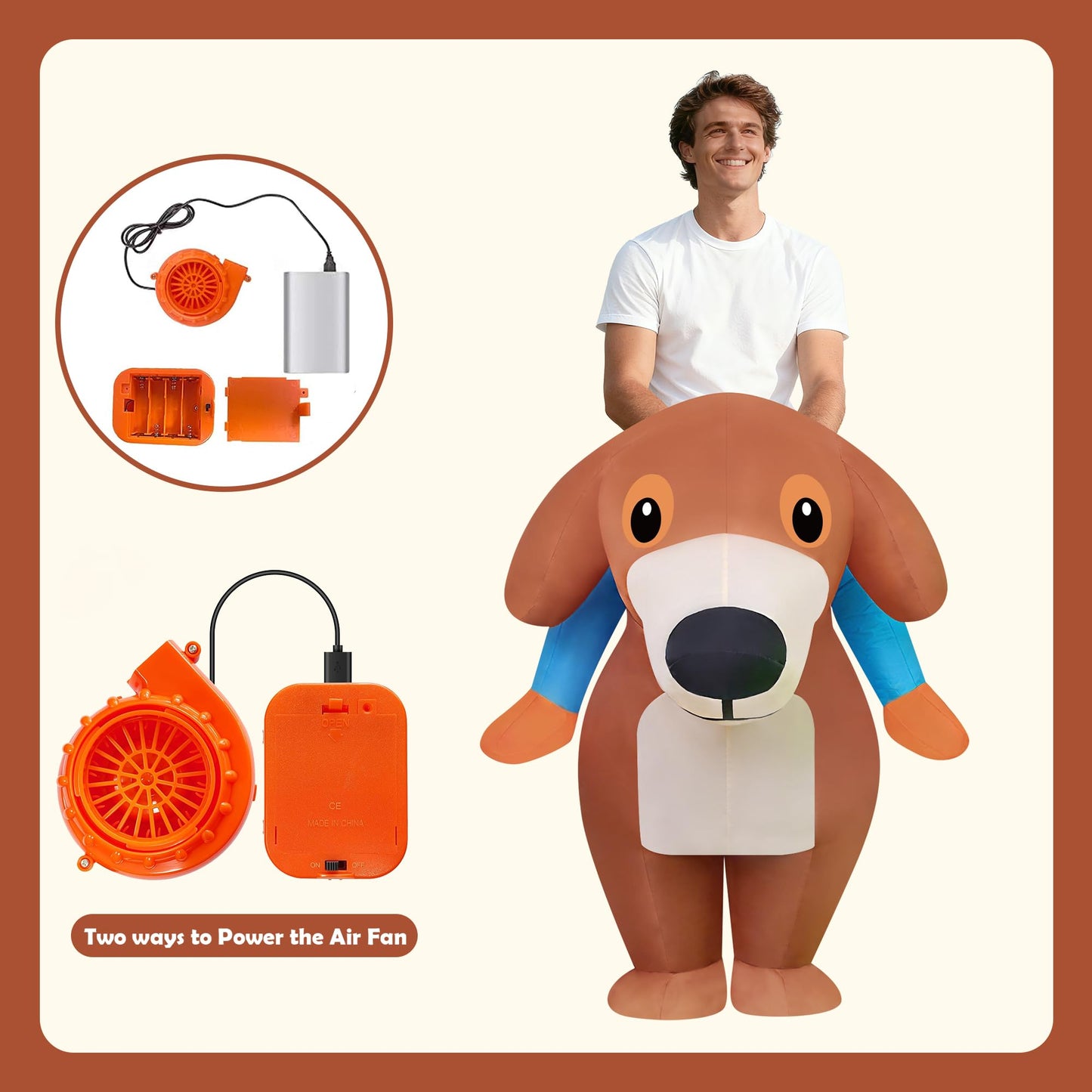 2-Person Inflatable Dachshund Ride-On Costume - Tandem Inflatable