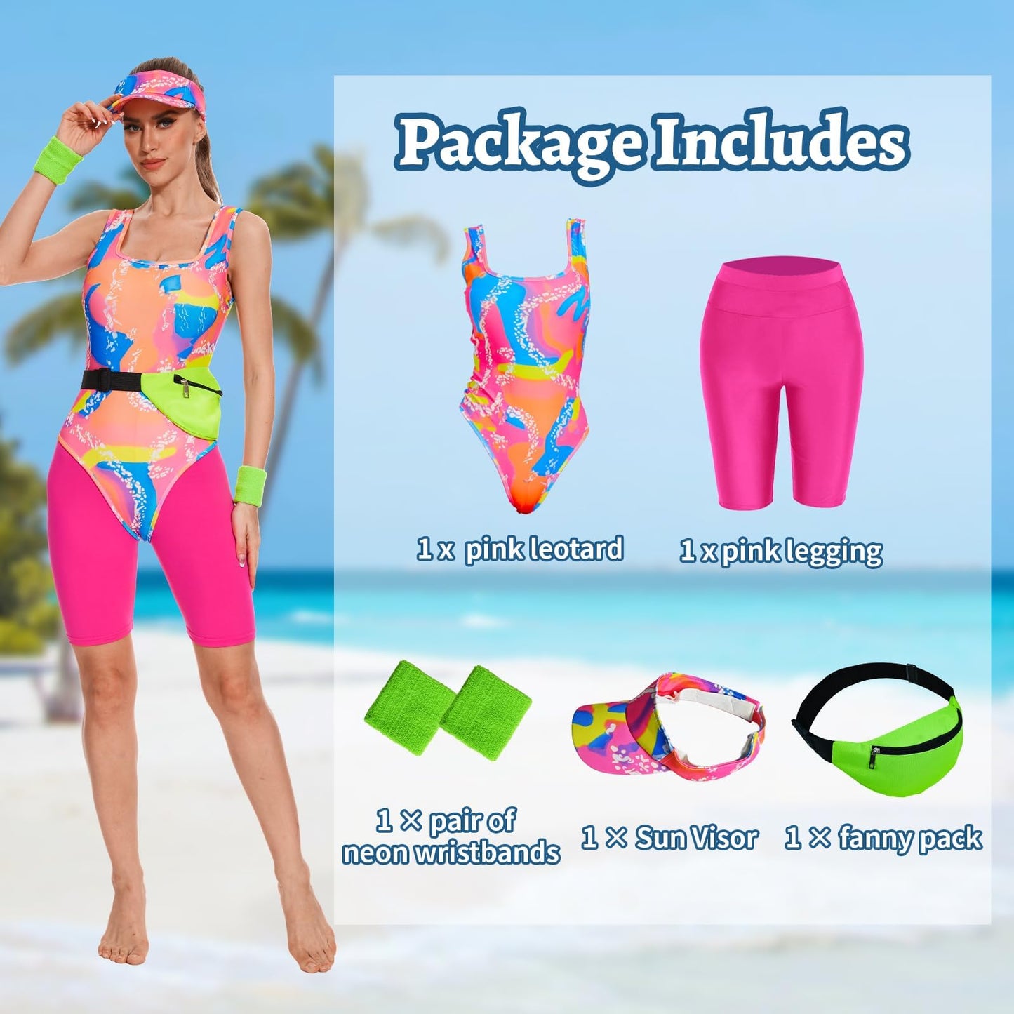 AJGEGJE 80s Workout Costume for women, 80s 90s Workout Outfits Set, Halloween Cosplay Couples Outfits (XS)