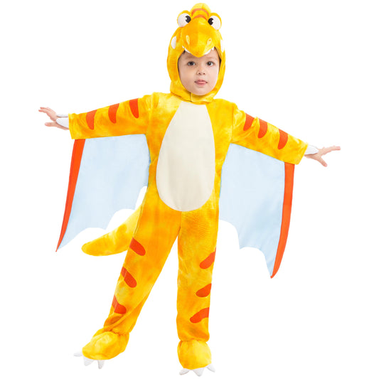 Spooktacular Creations Yellow Prehistoric Pterodactyl Dinosaur Costume Kid and Toddler Deluxe Set for Halloween Dress Up Party and Dinosaur Themed Party (3T)