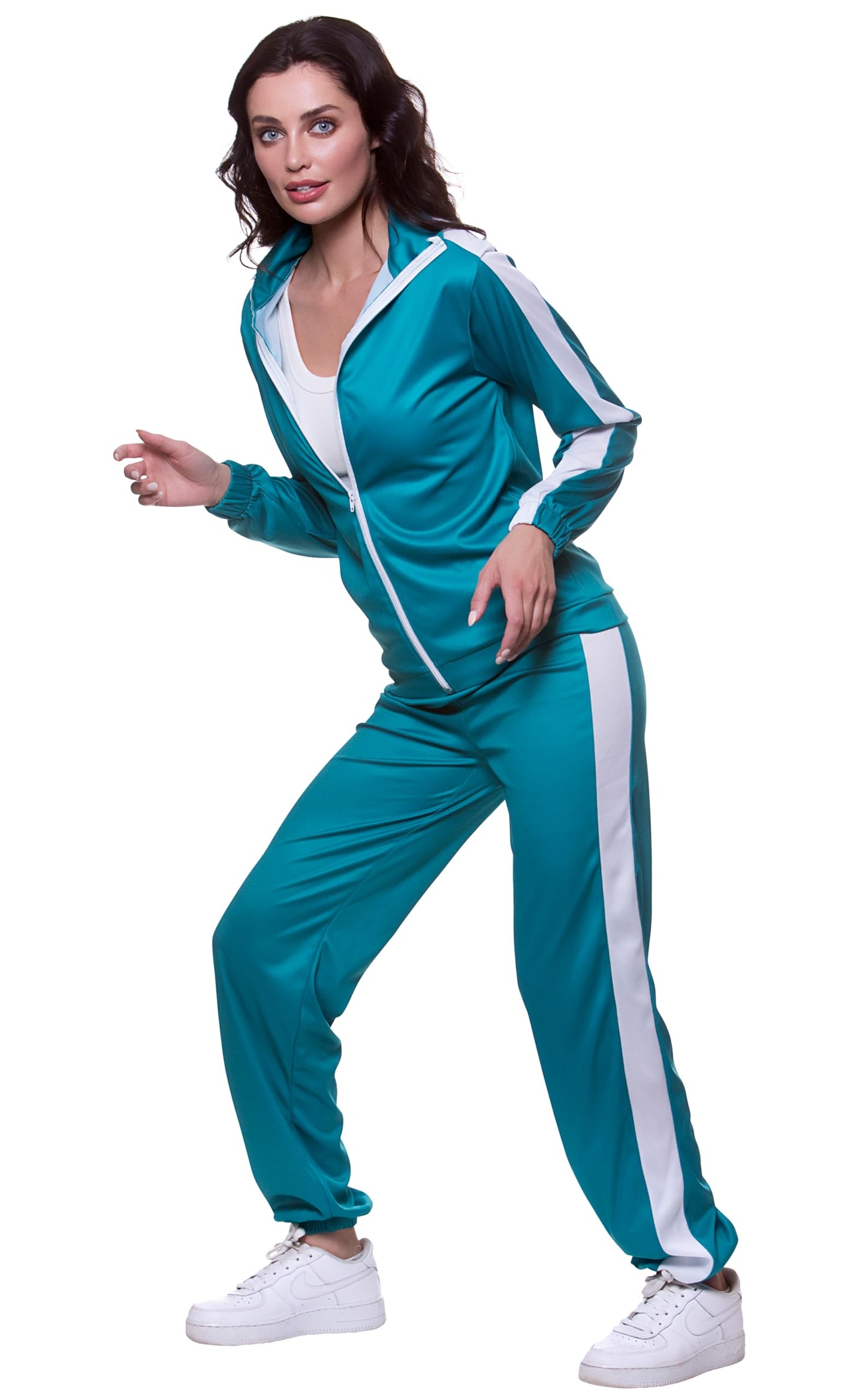 Wicked Costumes Adult Unisex Teal Tracksuit Fancy Dress Costume – Screen-Inspired Survival Game Outfit for Parties & Events - Small