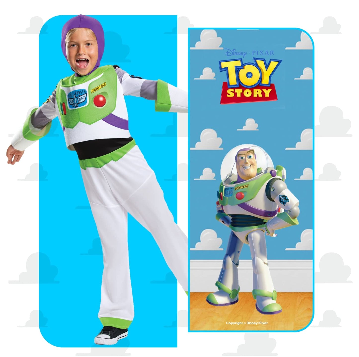 Toy Story Buzz Lightyear Costume for Kids, by Disguise, Includes True to Film Character Jumpsuit with Hood, Comfortable Fit with Detailed Design, For 3-4 Years