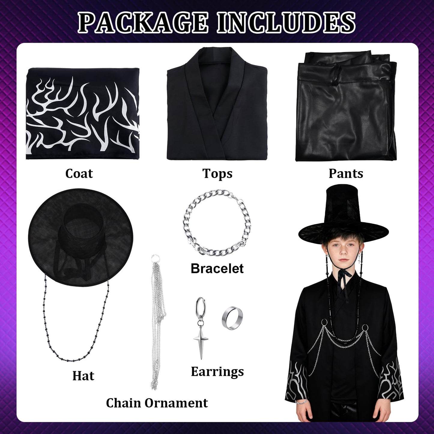 Jinu Costume Setfor Kid Teen - Anime Movie Pop Black Demon Costume