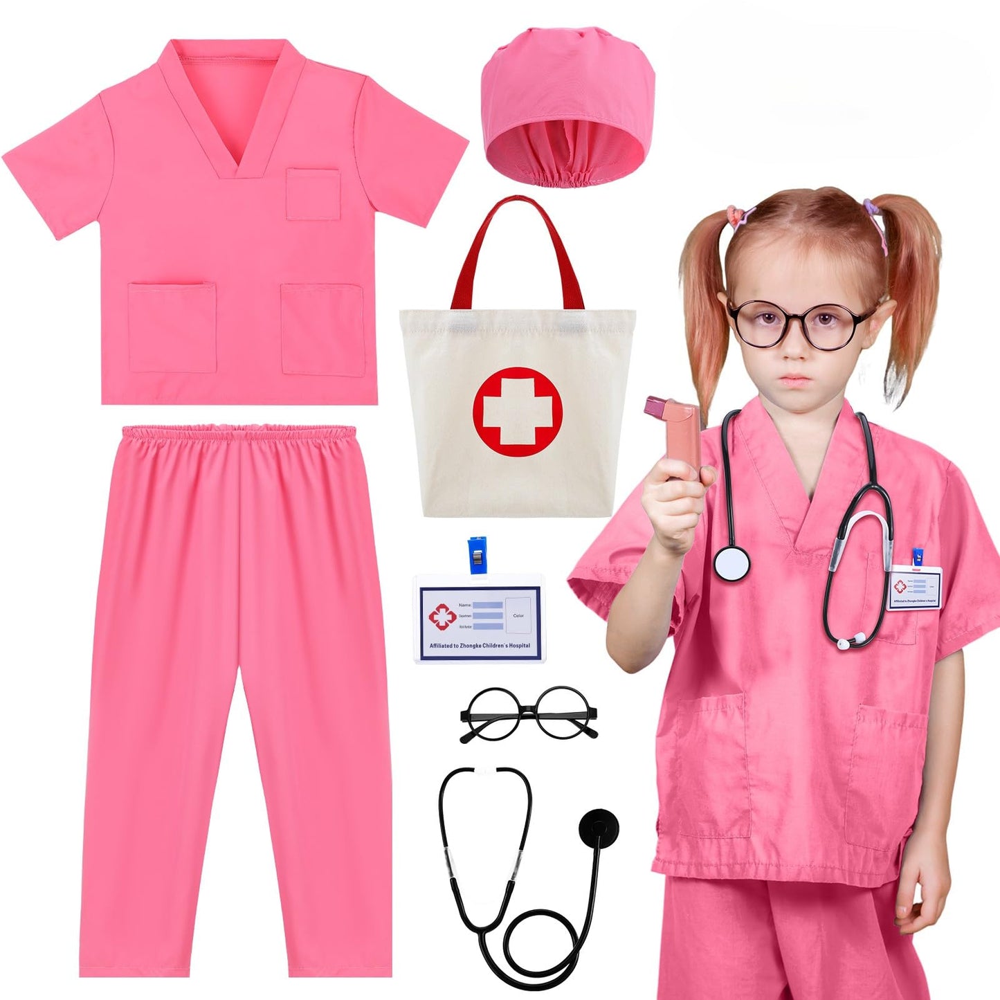 GSrenyu 8 Piece 120cm Kids Doctor Costume Set