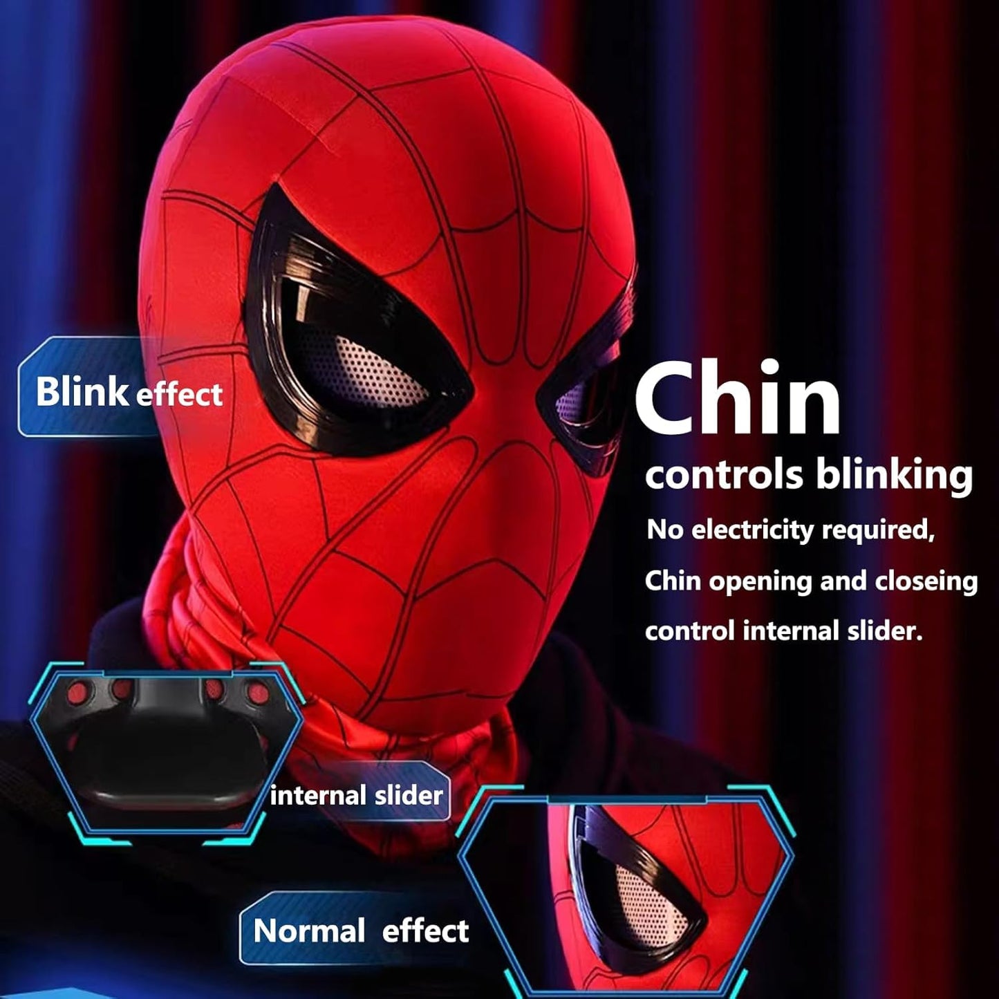 VEXA Spider Hero Mechanical Eyes Homecoming Mask - Super Hero Full Mask Moving Lenses Cosplay Wearable Prop