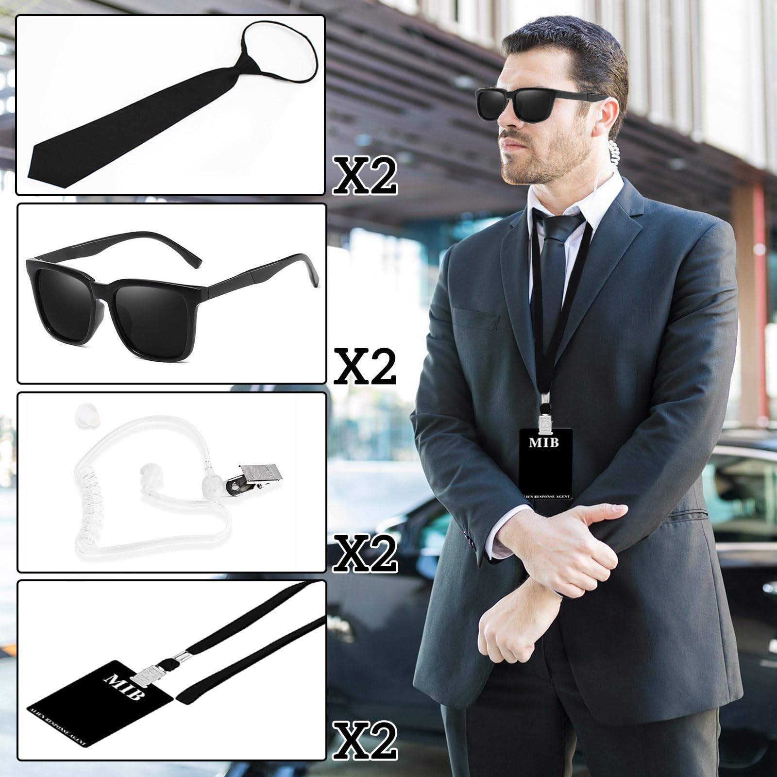 Double Agent Costume Accessories Set - Secret Agent Fancy Dress Kit (image 4)