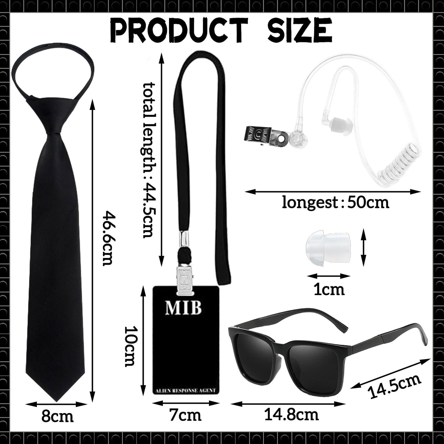 Double Agent Costume Accessories Set - Secret Agent Fancy Dress Kit (image 2)