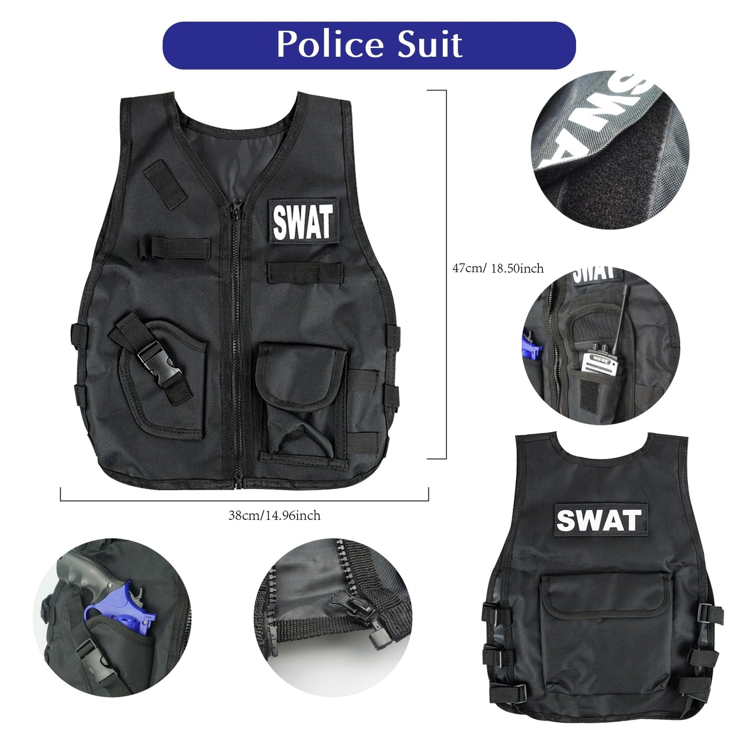 Kids Police Officer Pretend Set Uniform Outfit Role-playing Toys