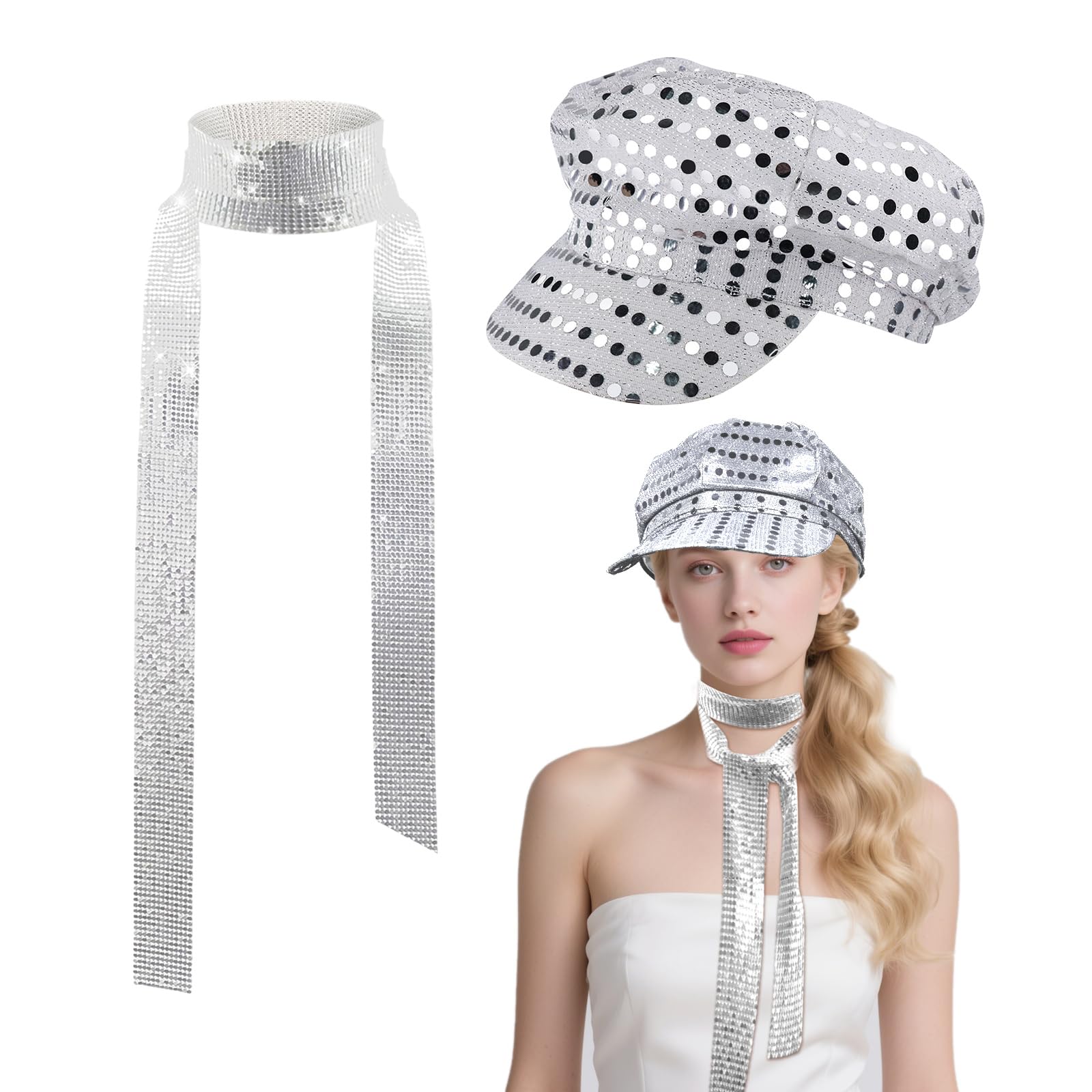 70's Disco Adult Hat Cap - Skinny Long Neckerchief - Disco Costume