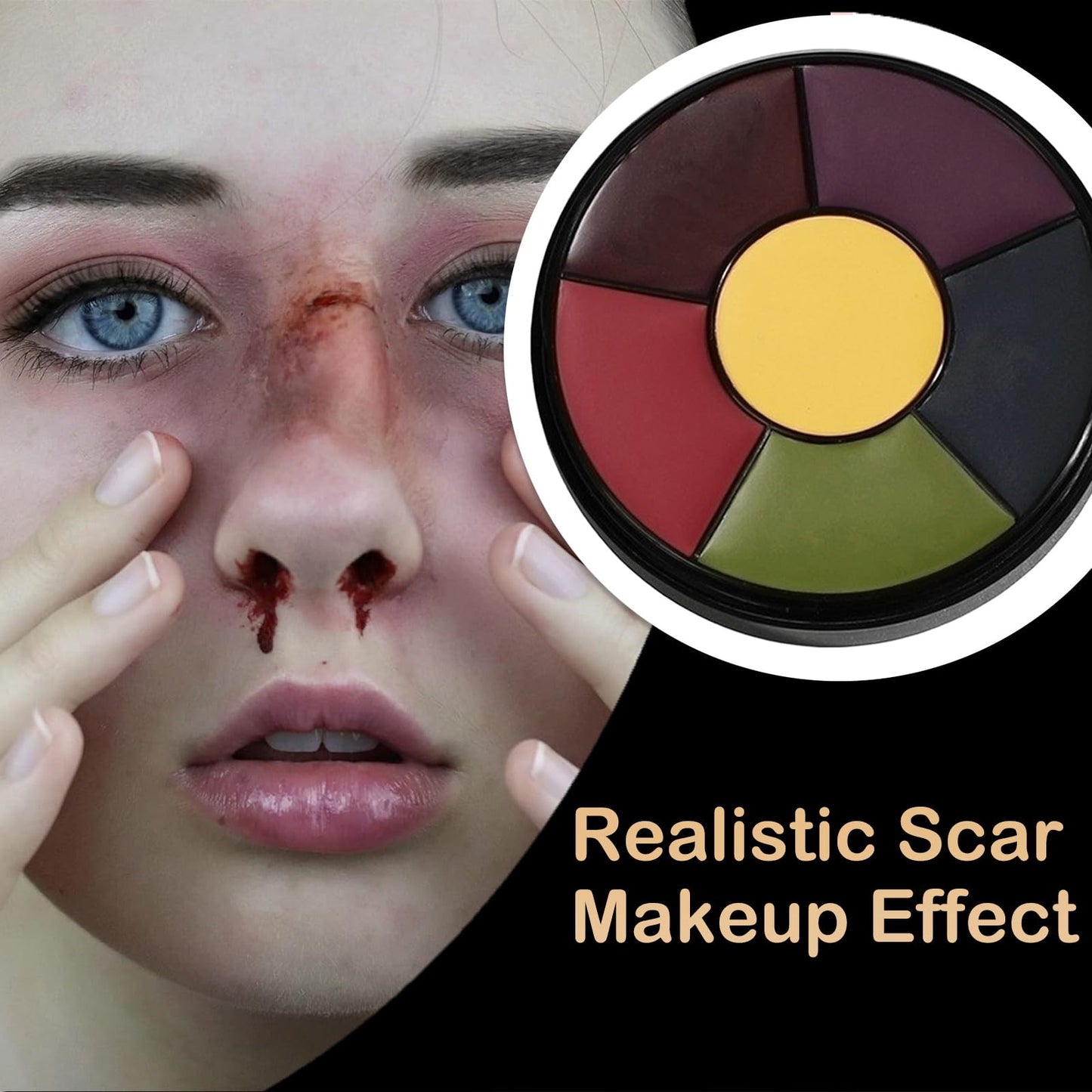 6 Color Bruise Wheel SFX Makeup Kit - Oil-Based Zombie Makeup Palette for Halloween & Special Effects Face and Body Paint Professional Theatrical FX for Cosplay Use