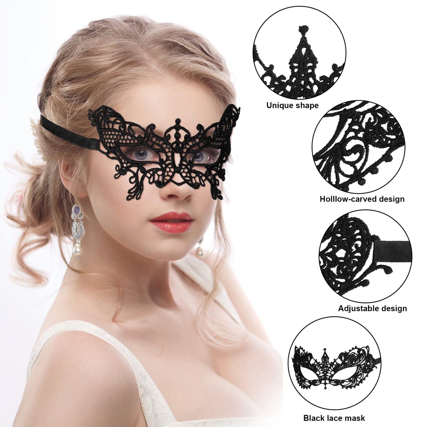 Masquerade Mask for Women - Lace Venetian Party Sexy Eye Mask (image 3)