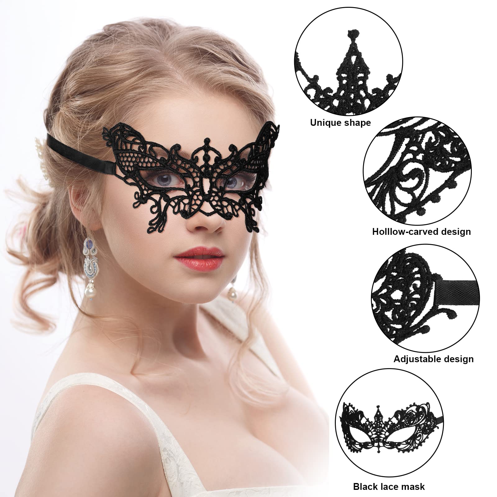 Masquerade Mask for Women - Lace Venetian Party Sexy Eye Mask (image 3)