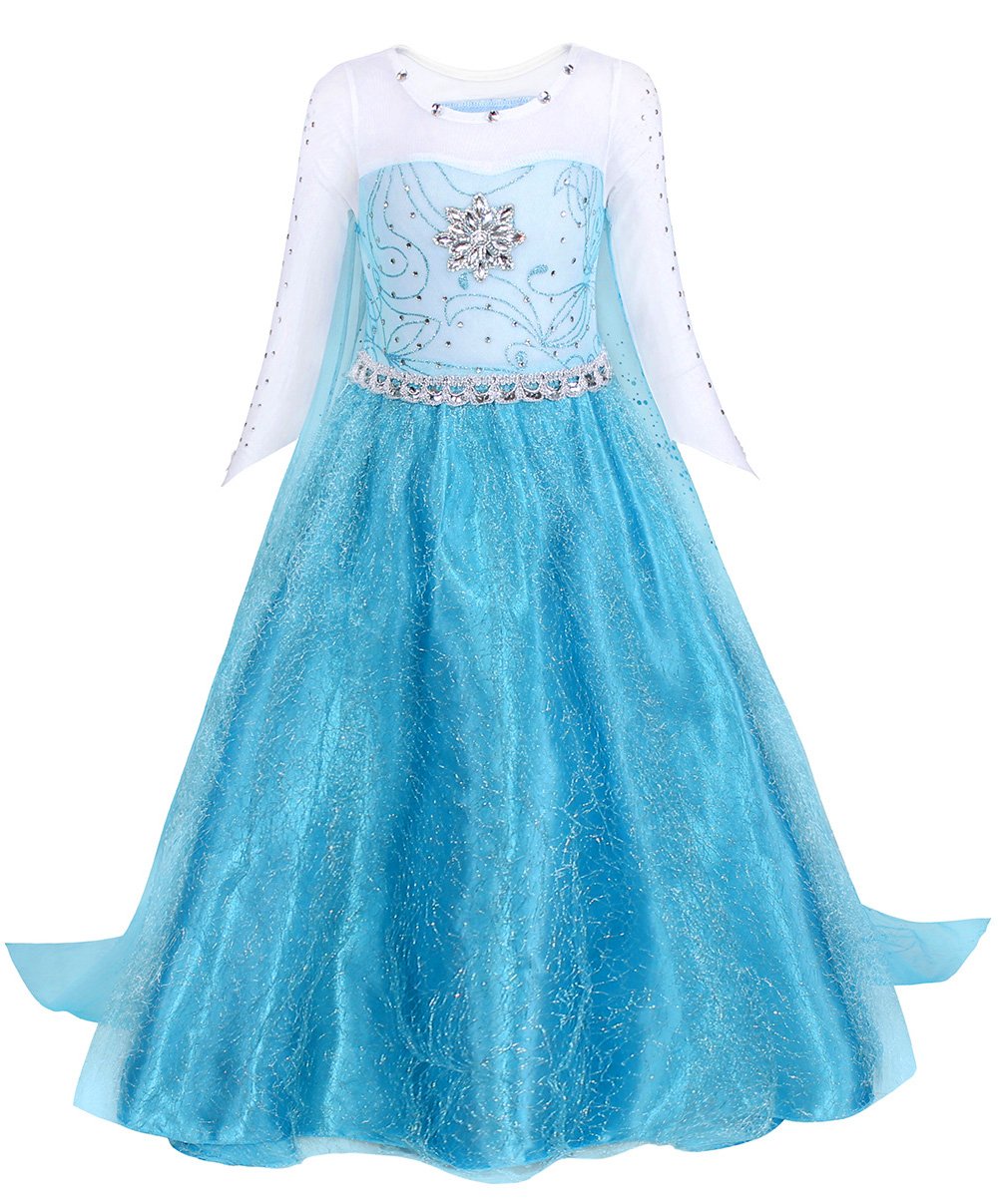 AmzBarley Princess Costumes for Girls Themed Party Dressing up Clothes Snow Queen Costume Kids Cosplay World Book Day Fancy Dress up Age 3-4 Years 110