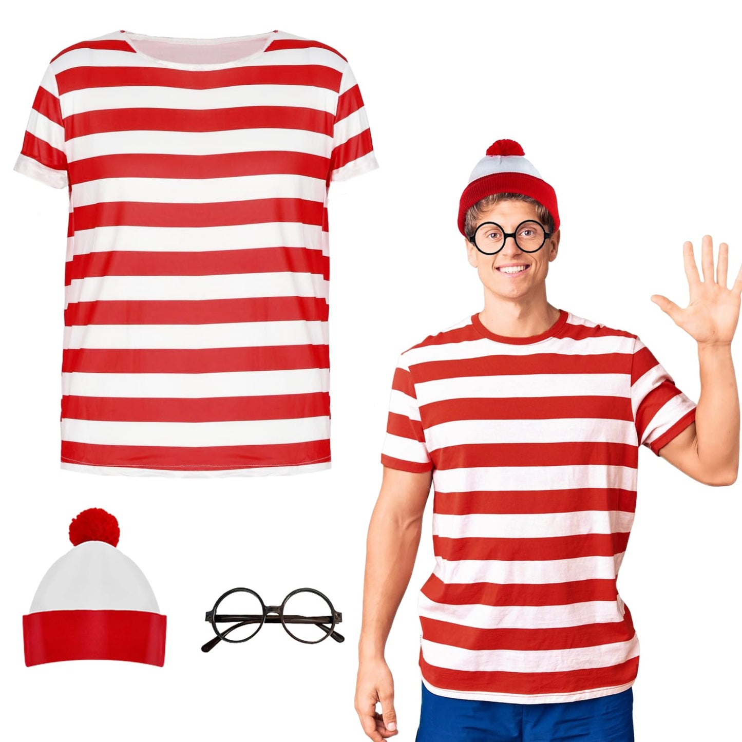 Wally Costume Cosplay Accessories Set with Red and White Striped