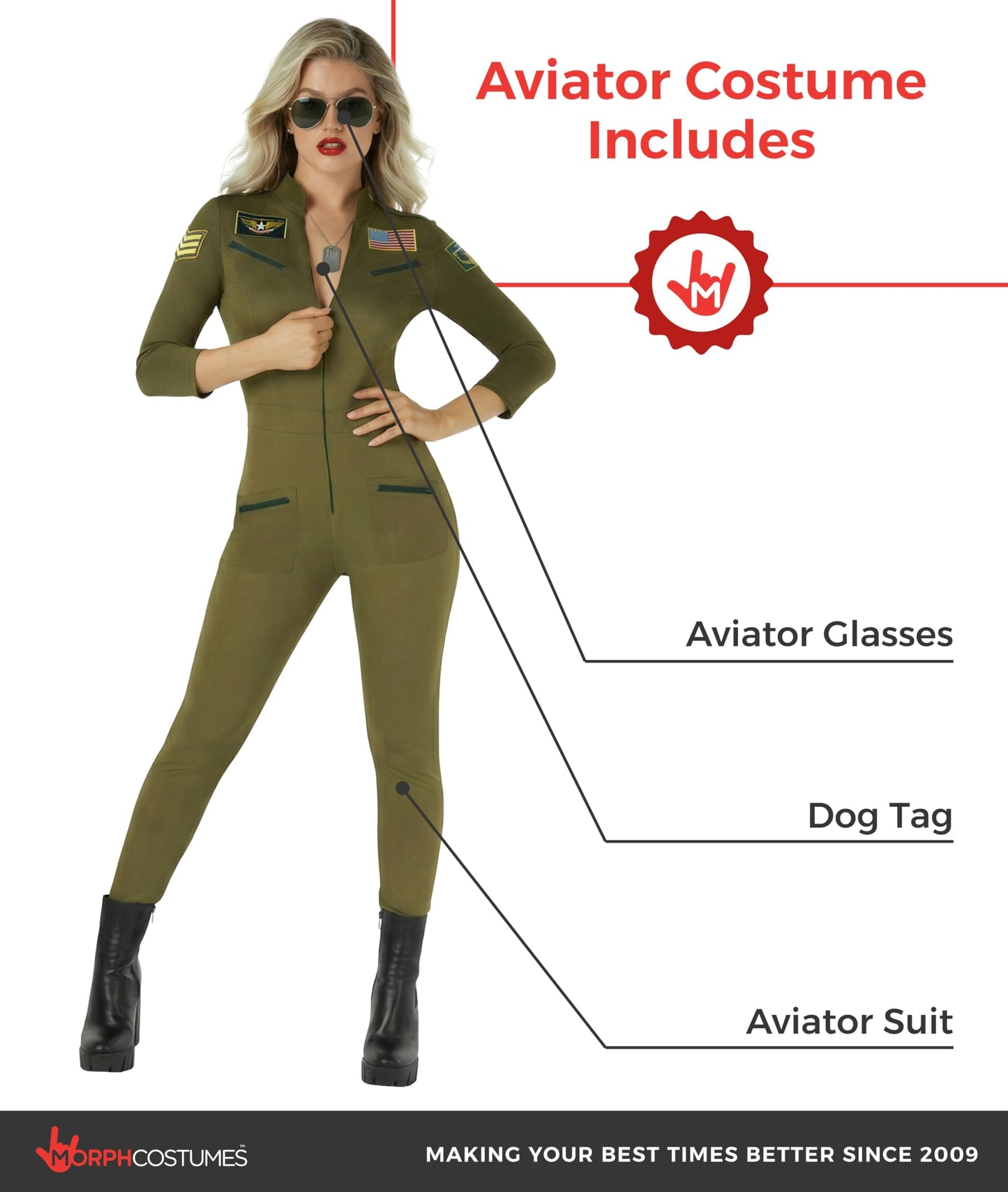 Army Fancy Dress for Women - Ladies Fighter Pilot Fancy Dress