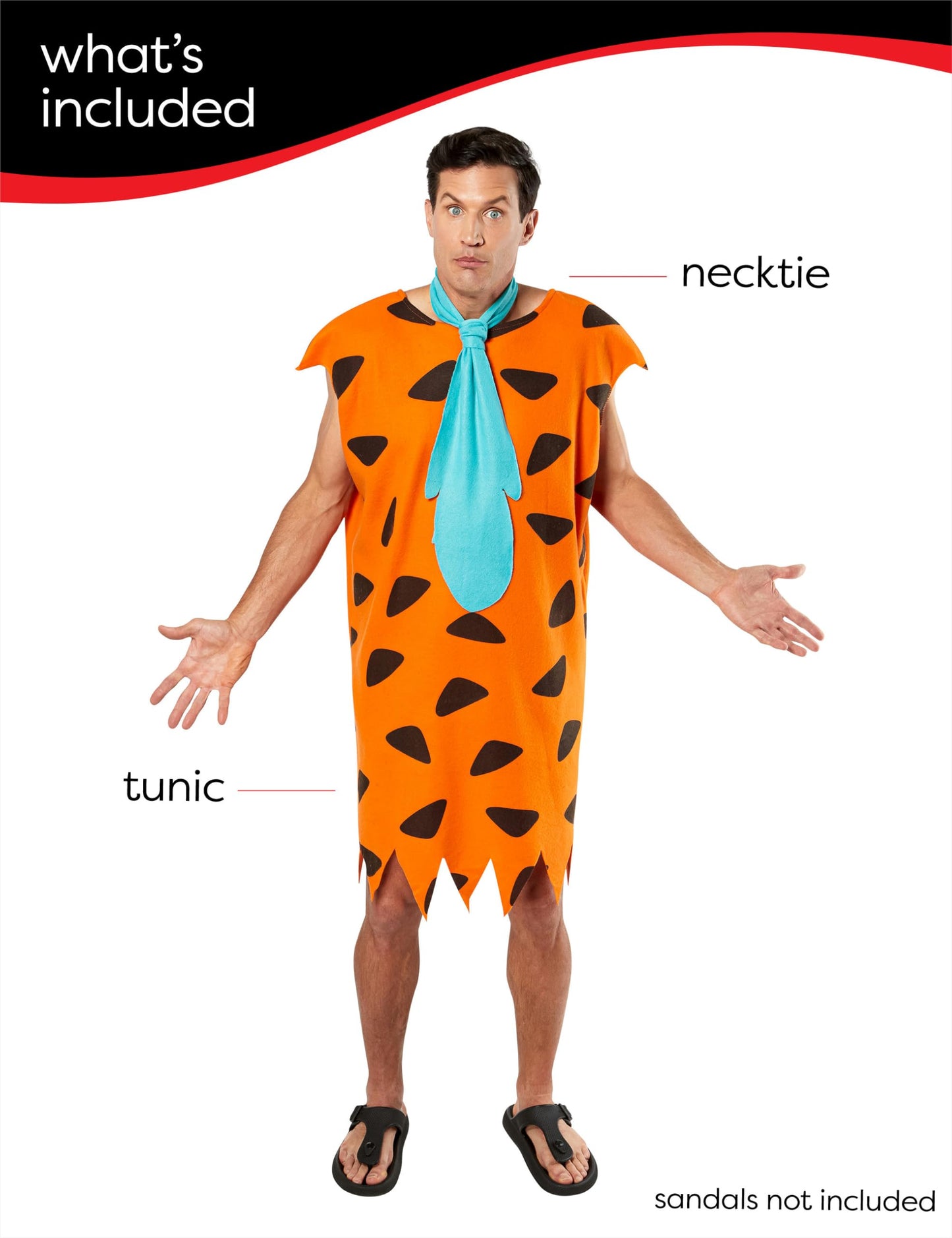 Official Fred Flintstone Fancy Dress - Standard - Orange Halloween (image 2)