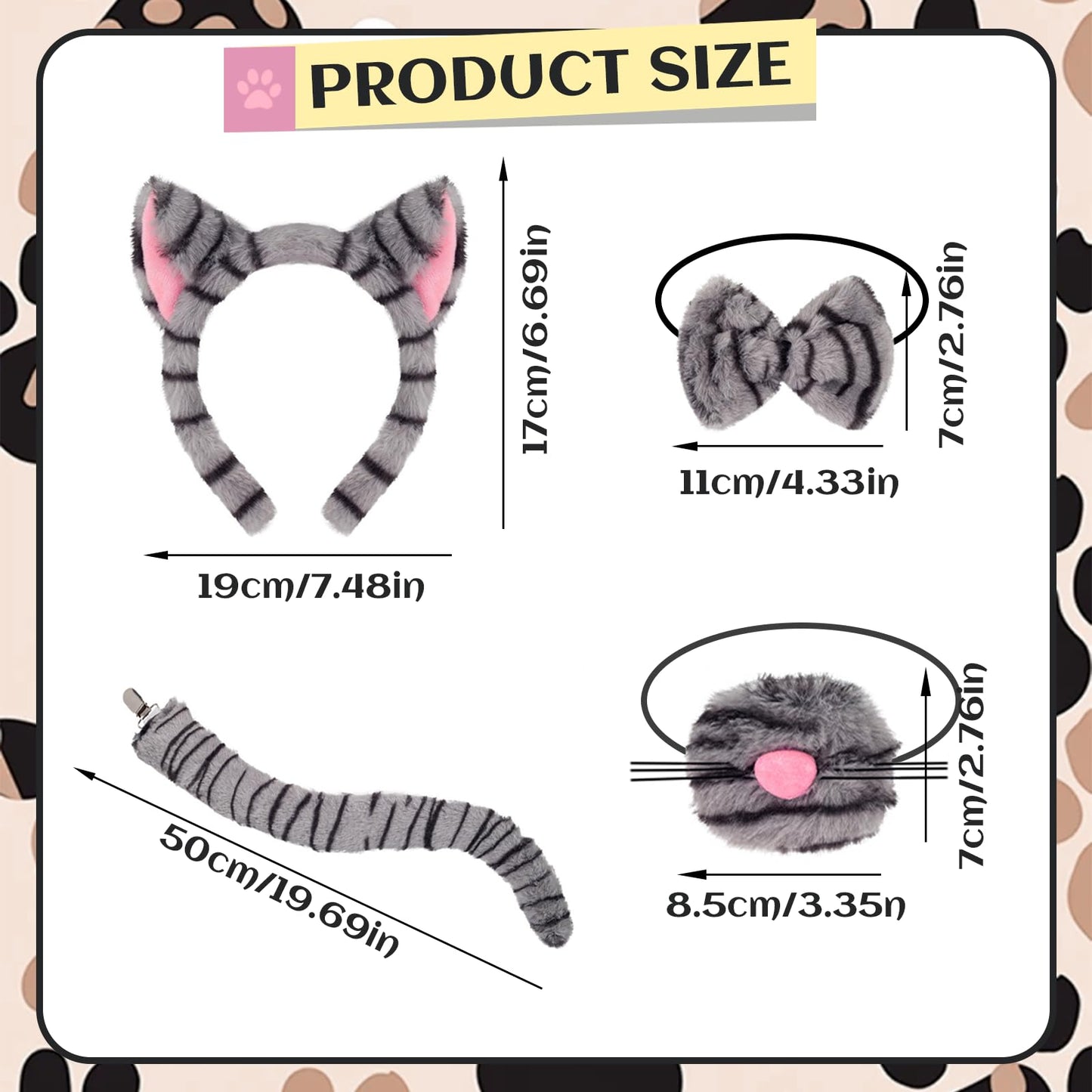 Tabby Cat Costume Accessories for Girls - Grey Cat Costume (image 2)