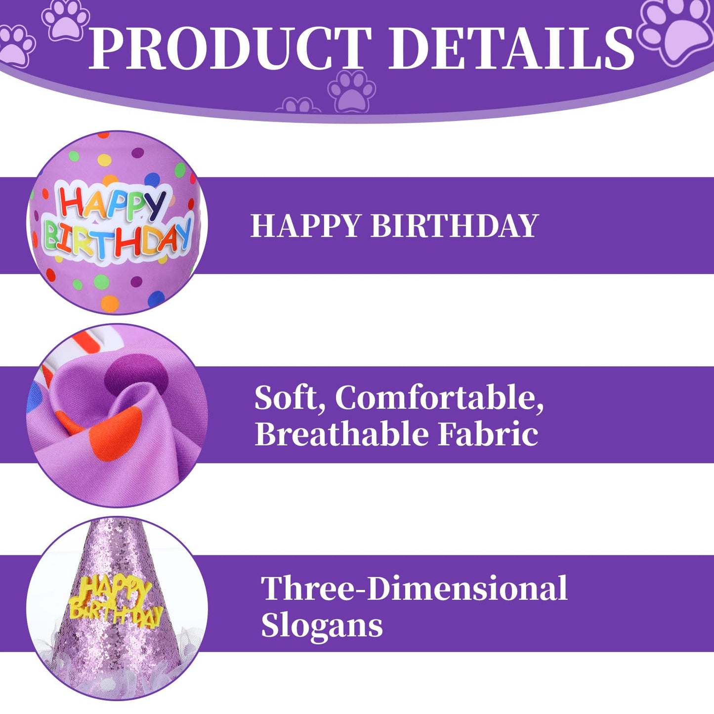Dog Birthday Hat with Glitter Bandana Dress Set Puppy Birthday